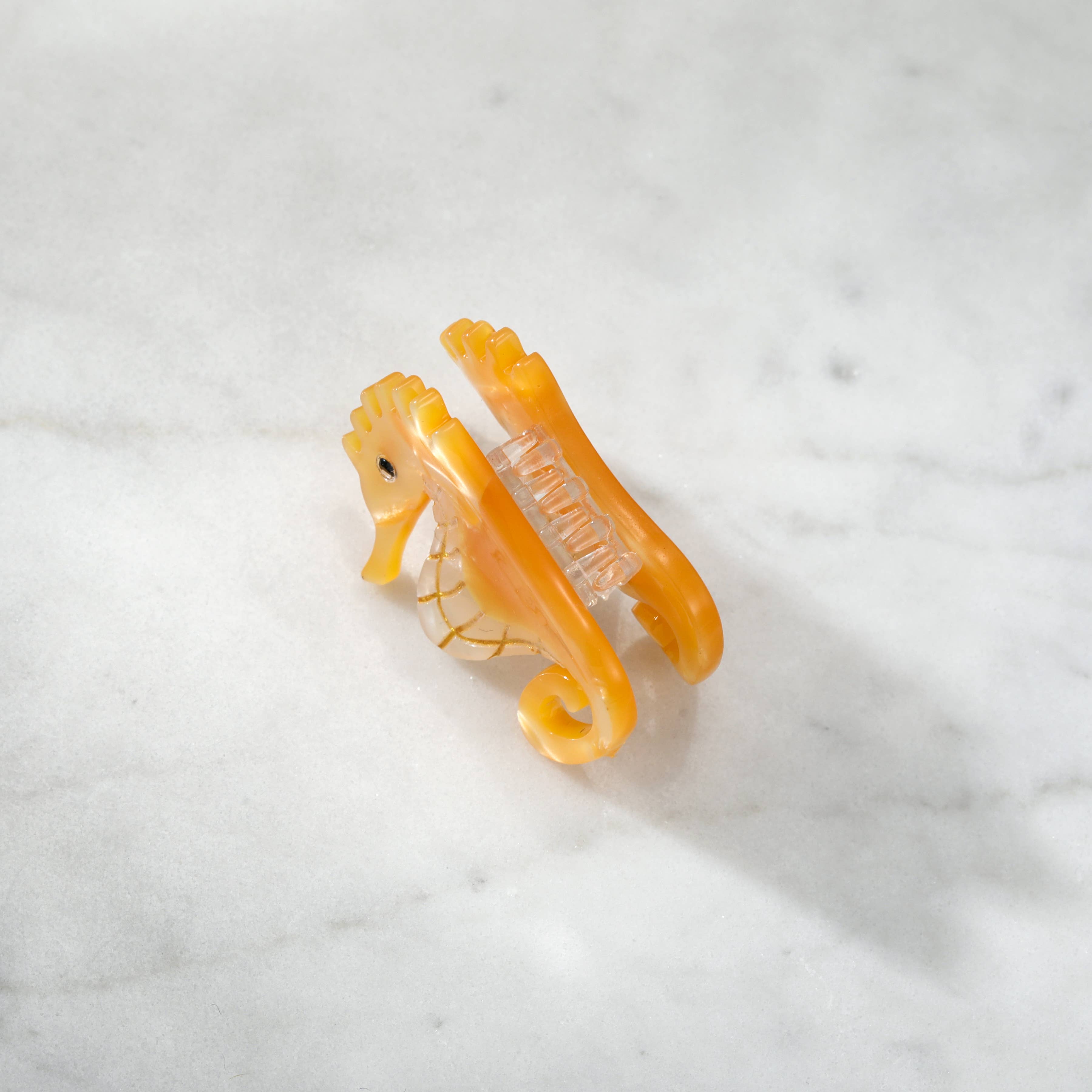 Eco-Friendly Mini Sister Seahorse Hair Clip Claw – Orange