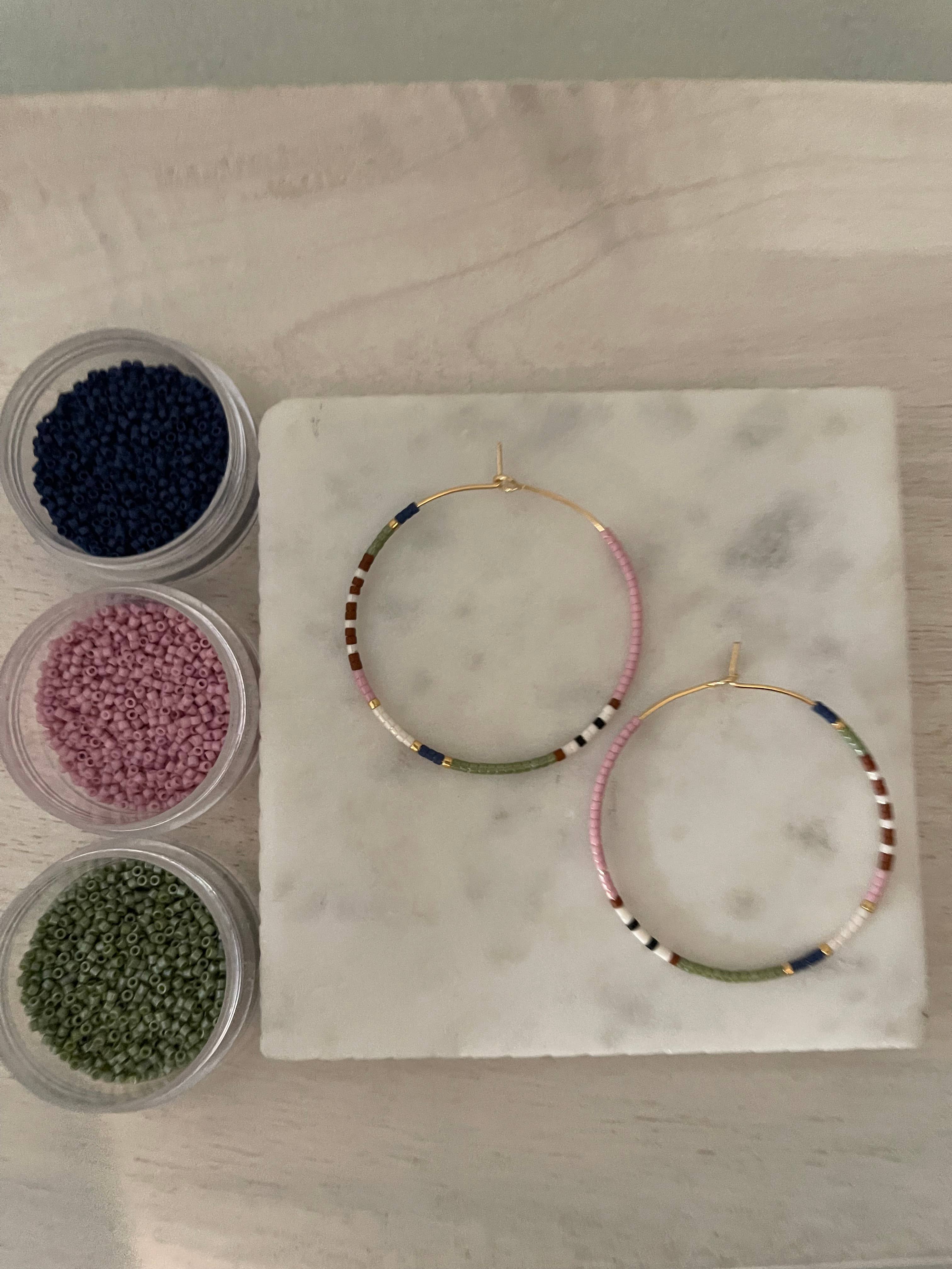 Woodland Sunset Miyuki glass beaded hoop earrings
