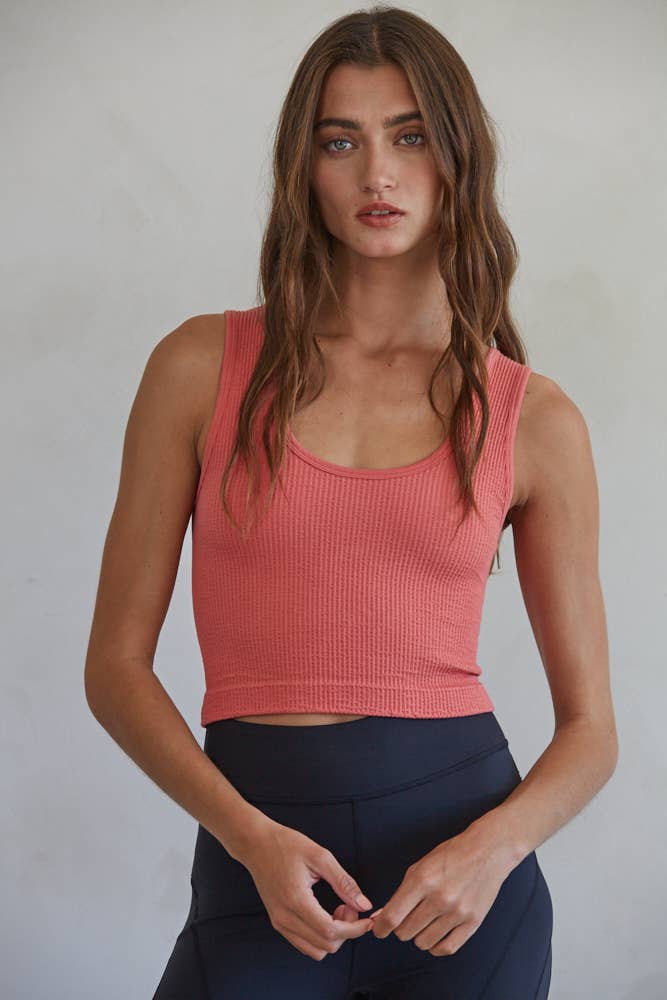 S1050N | Seamless Sleeveless UV Neck Reversible Tank Top