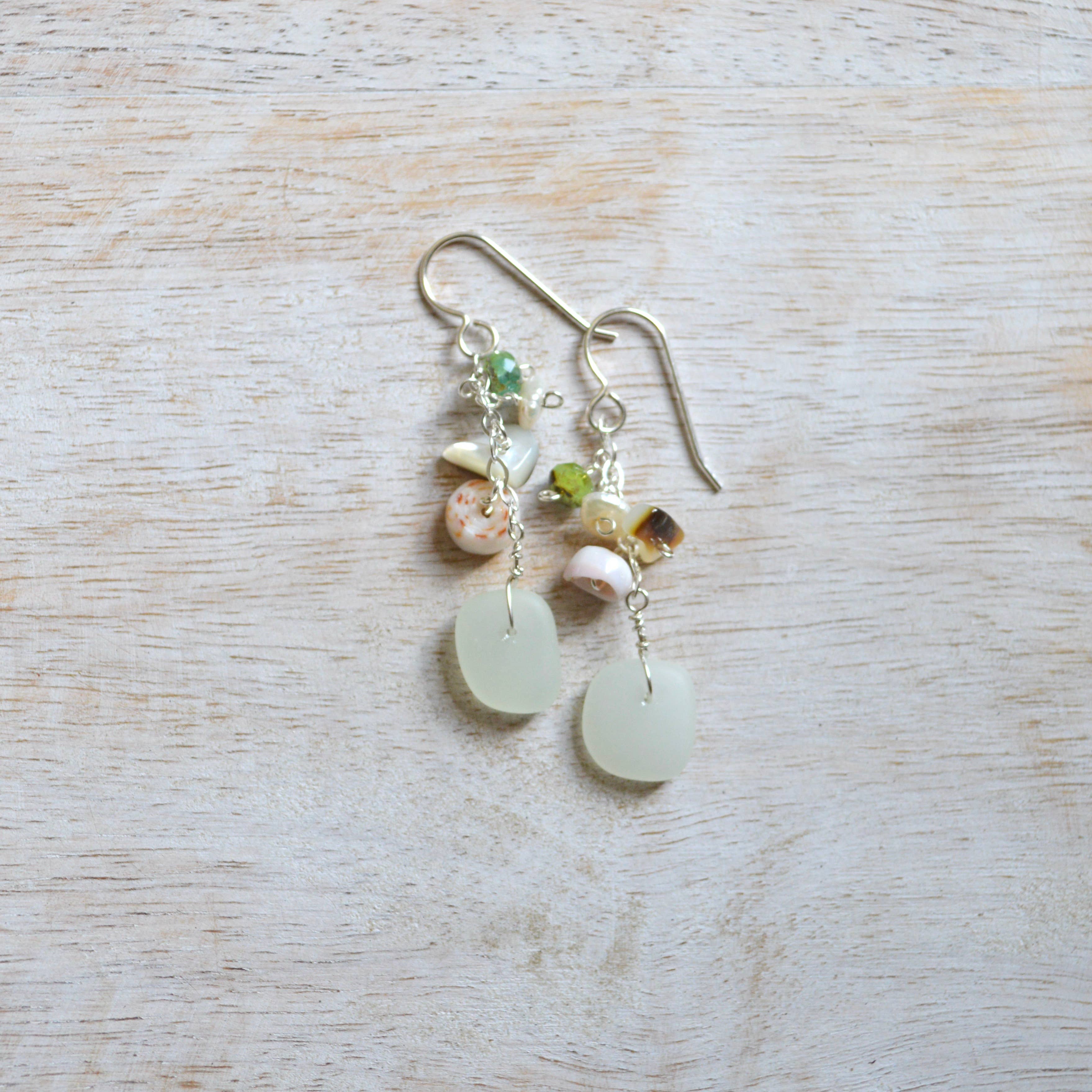 Opaque Sea Foam Glass Earrings