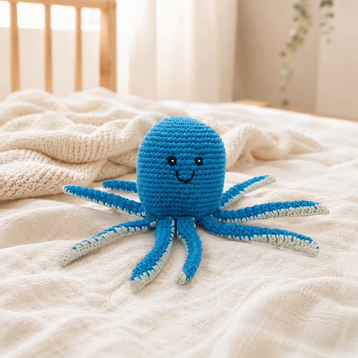 Lullaby Stitch | Octopus Rattle - Blue
