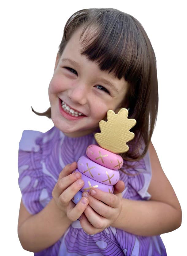 Pink Pineapple Wooden Stacking Toy