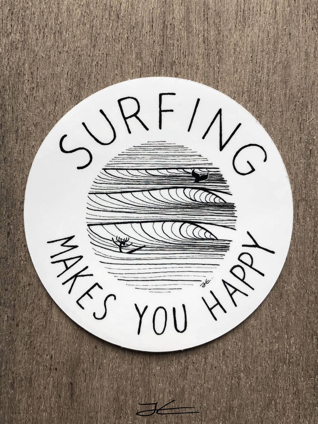 Surfing Makes You Happy Sticker (1 Sticker)