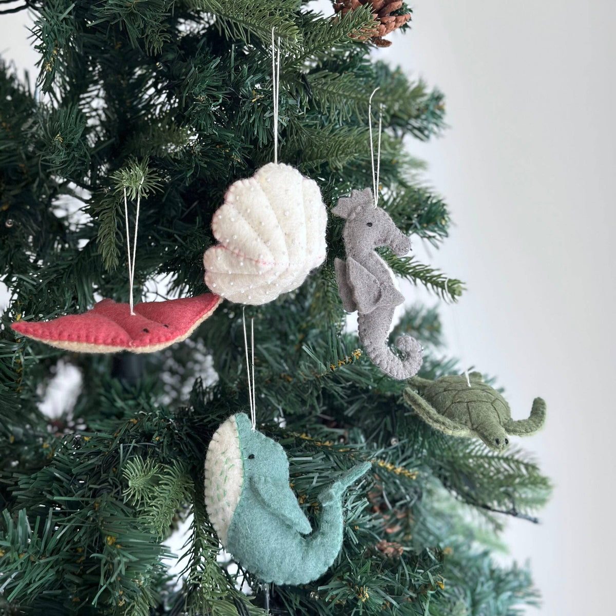 Felt Sea Animal Ornament - Set of 6: Dolphin