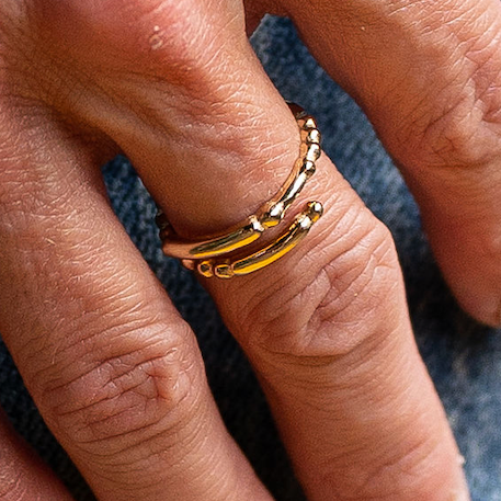 CLASSIC GOLD Morse Code Ring - Patterned | BRAVE