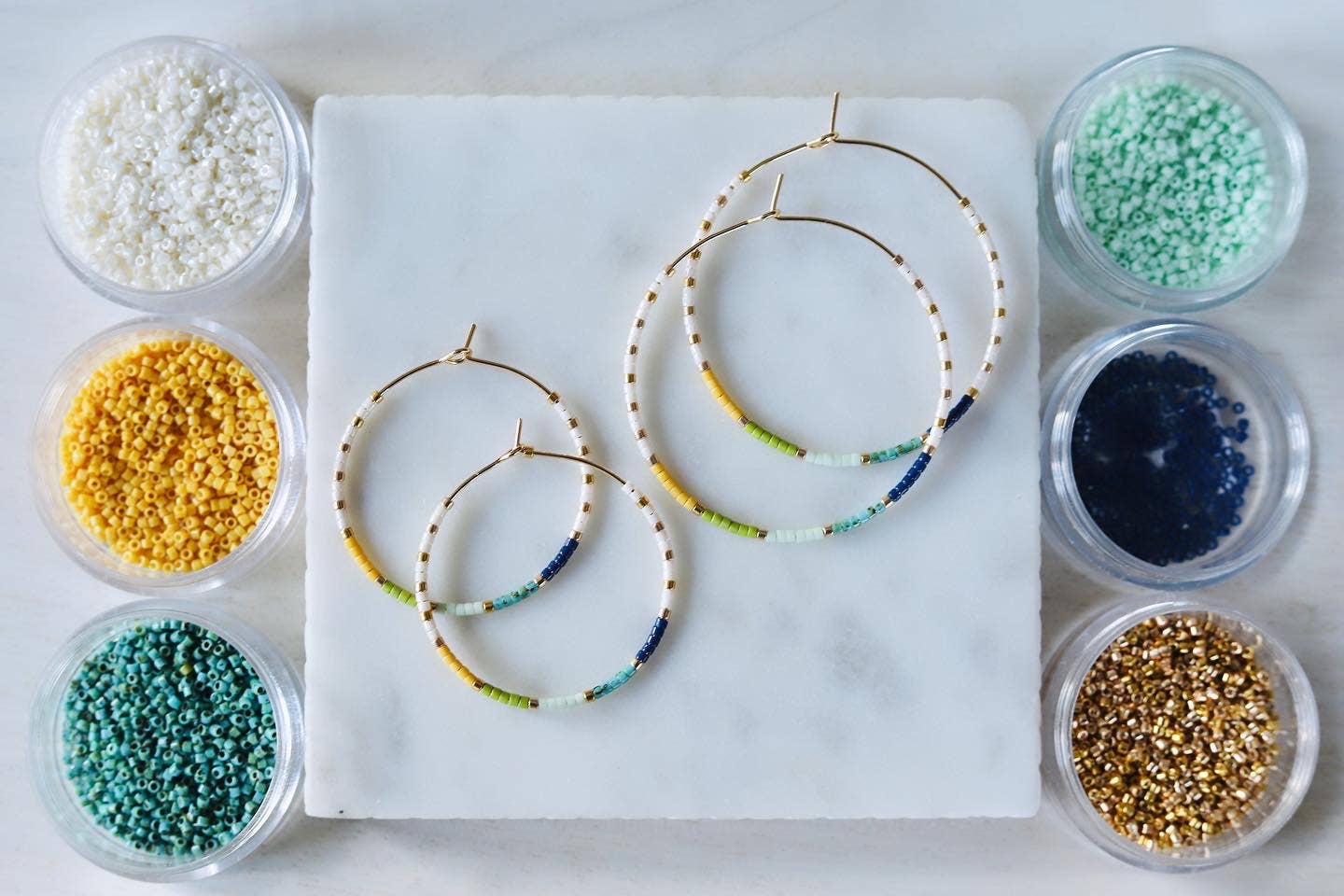 Yacht Club miyuki glass beaded hoop earrings