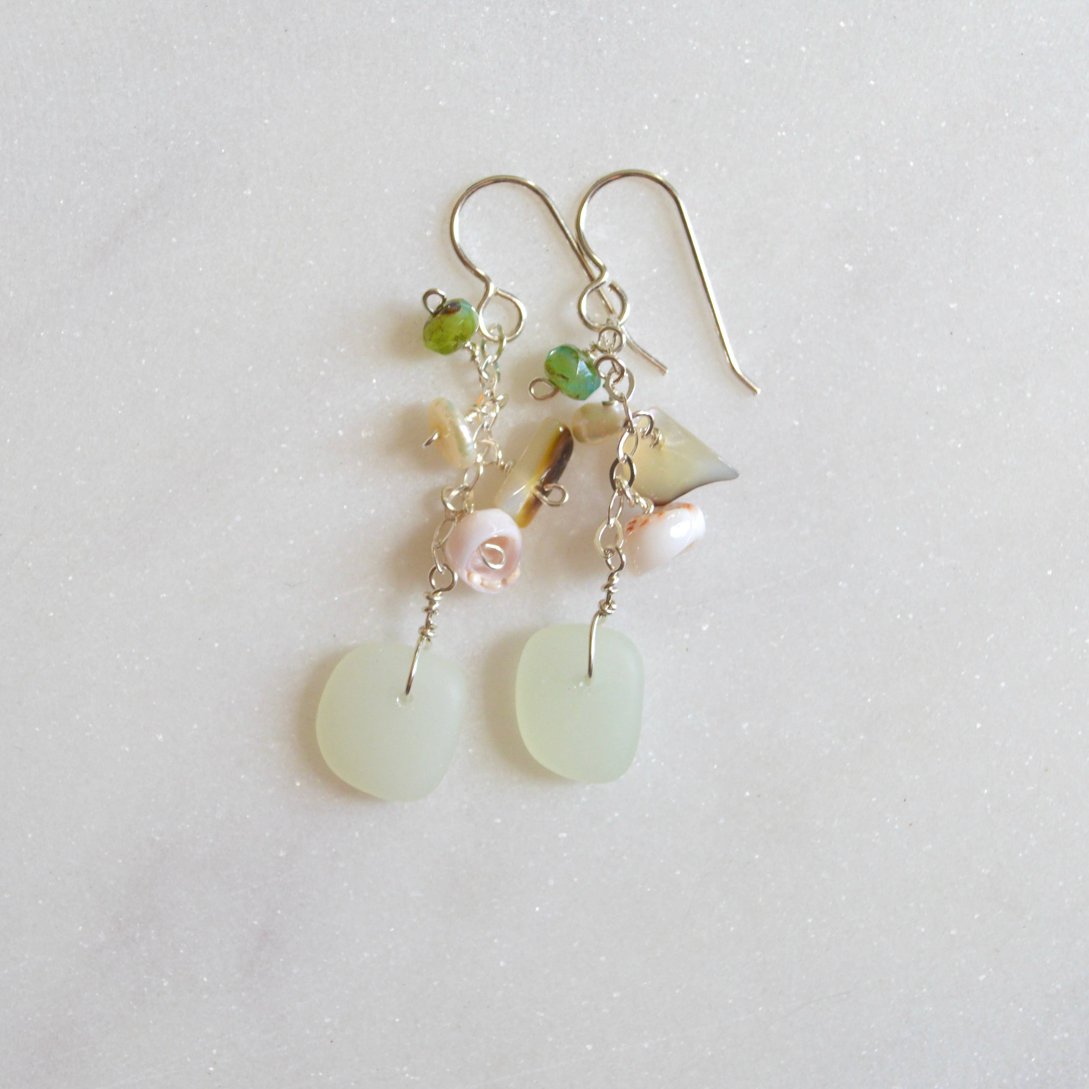 Opaque Sea Foam Glass Earrings