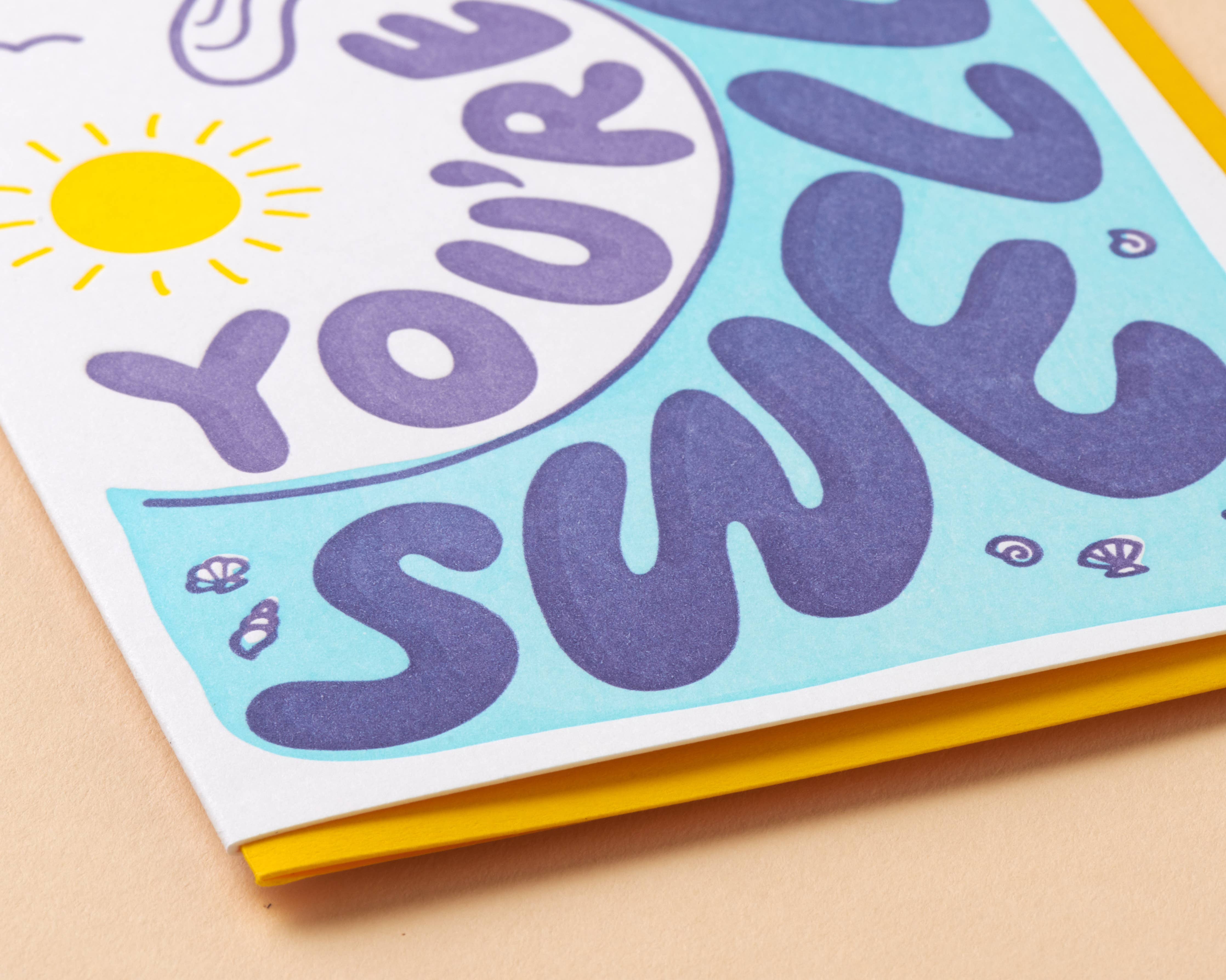 You're Swell Thank You Letterpress Greeting Card- Made in USA