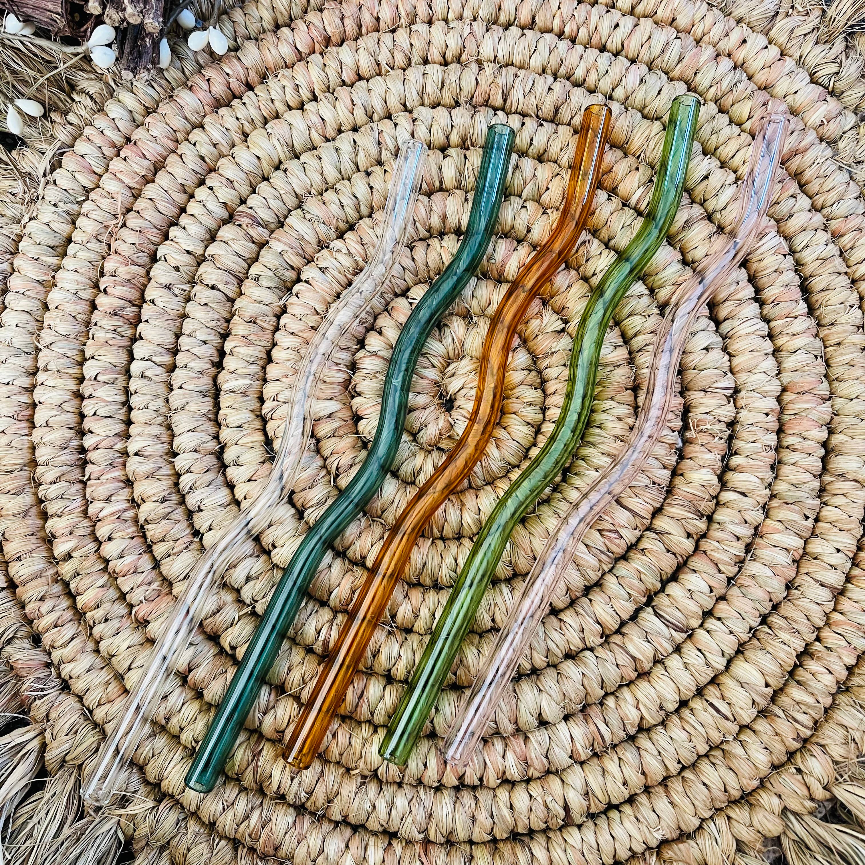Wavy Reusable Glass Straws