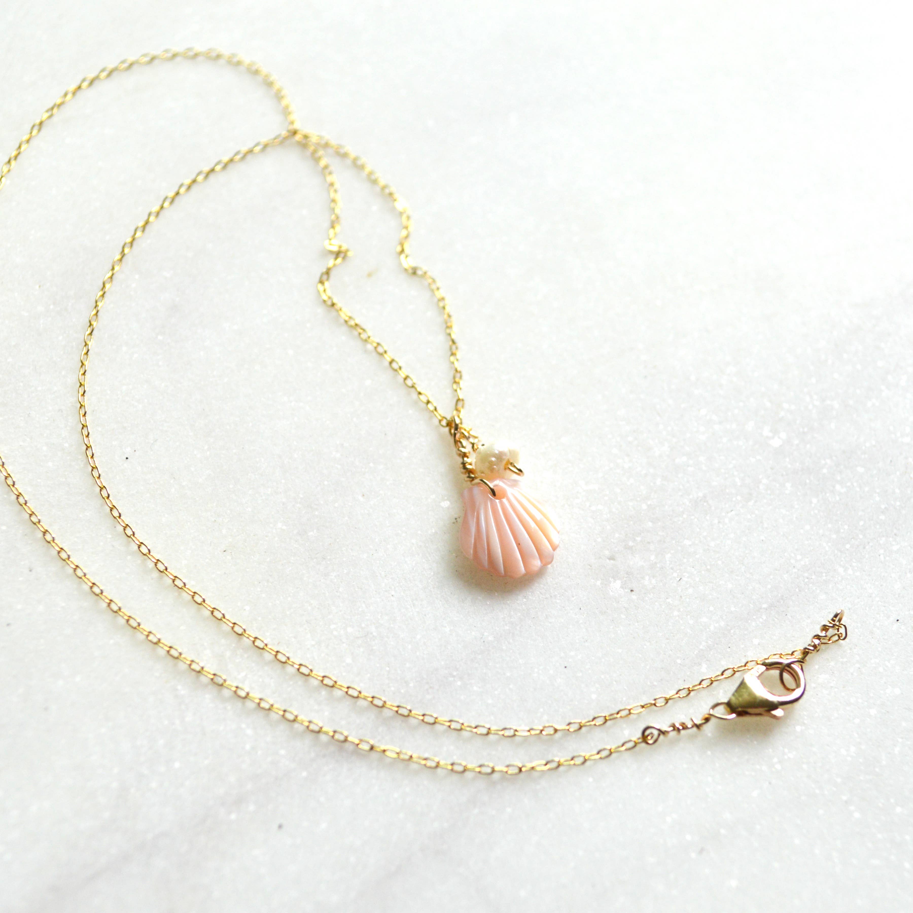 Pink Scallop Shell Necklace