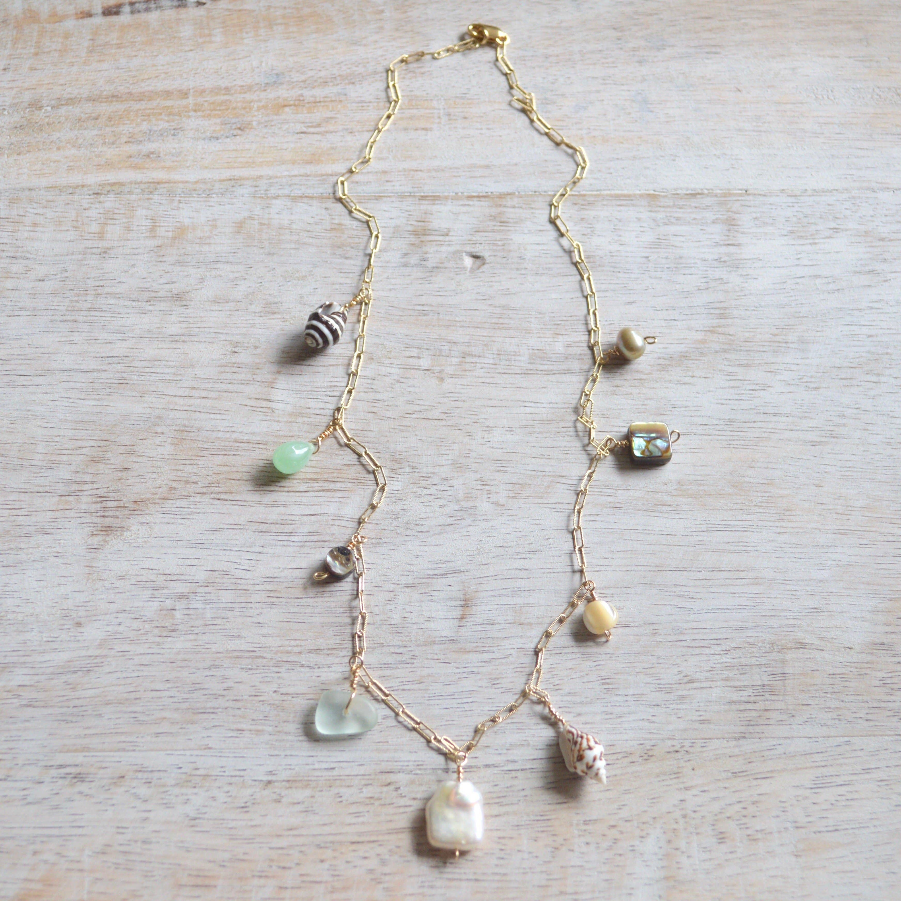 Ocean Charm Necklace in Gold
