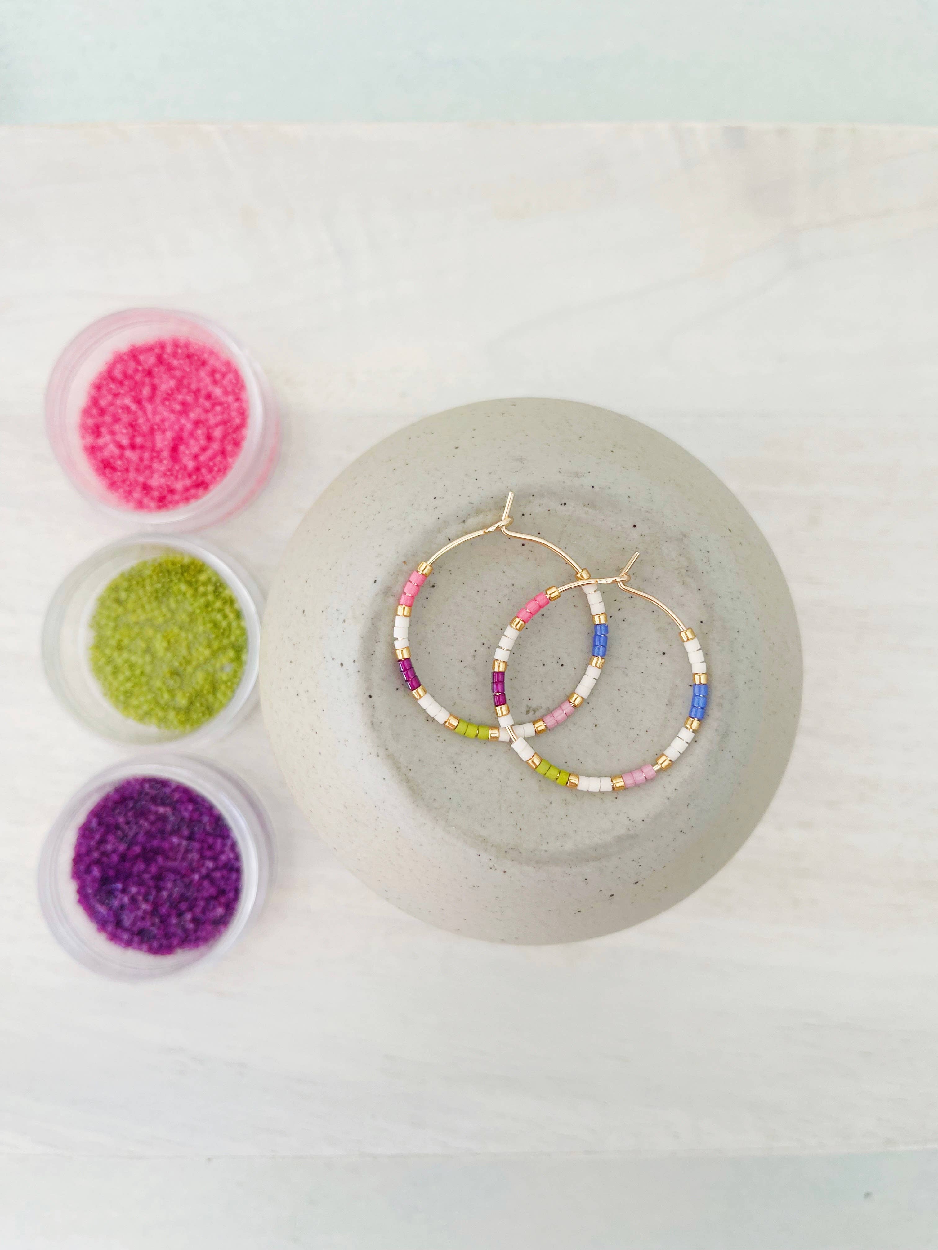 Spring Fling miyuki glass beaded hoop earrings