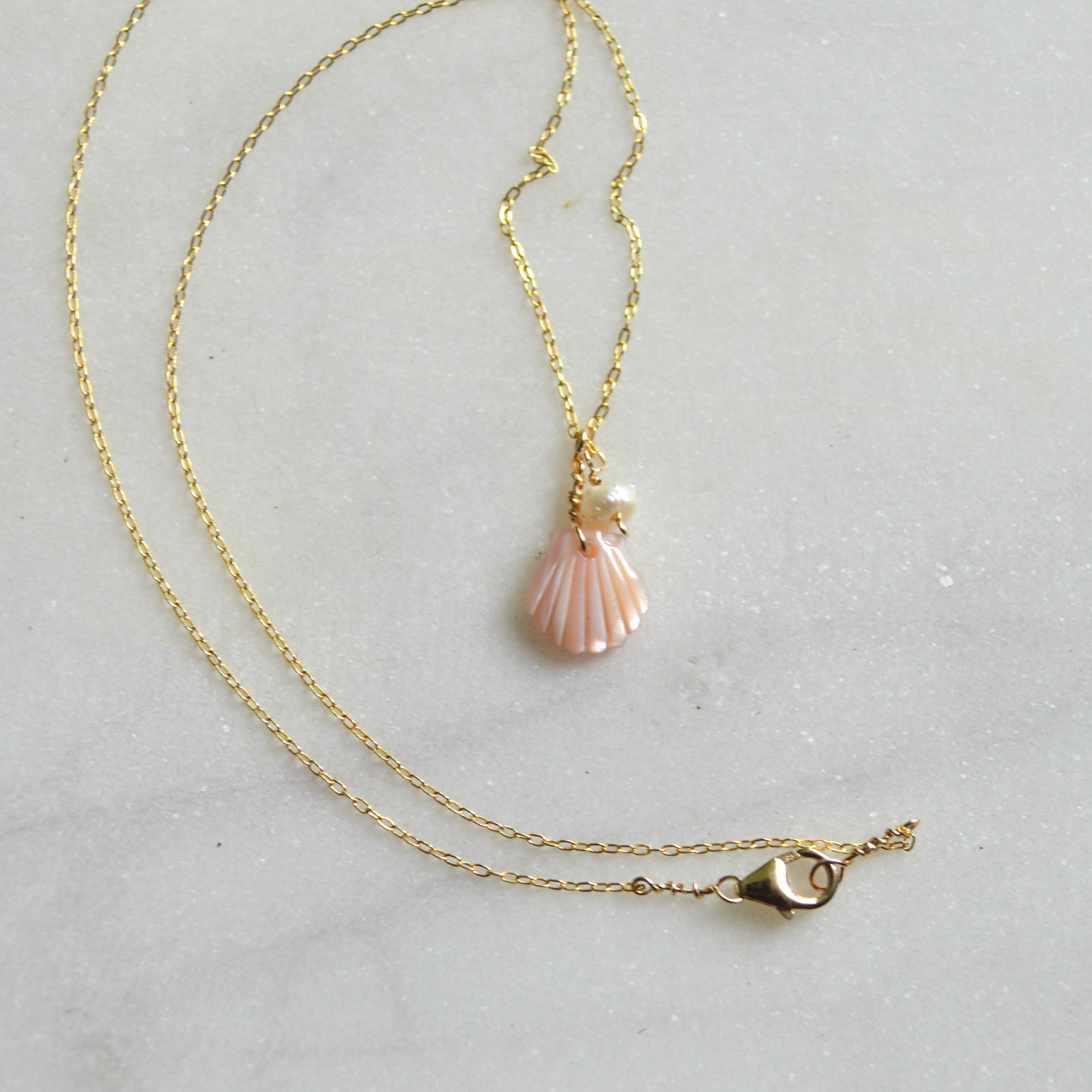 Pink Scallop Shell Necklace