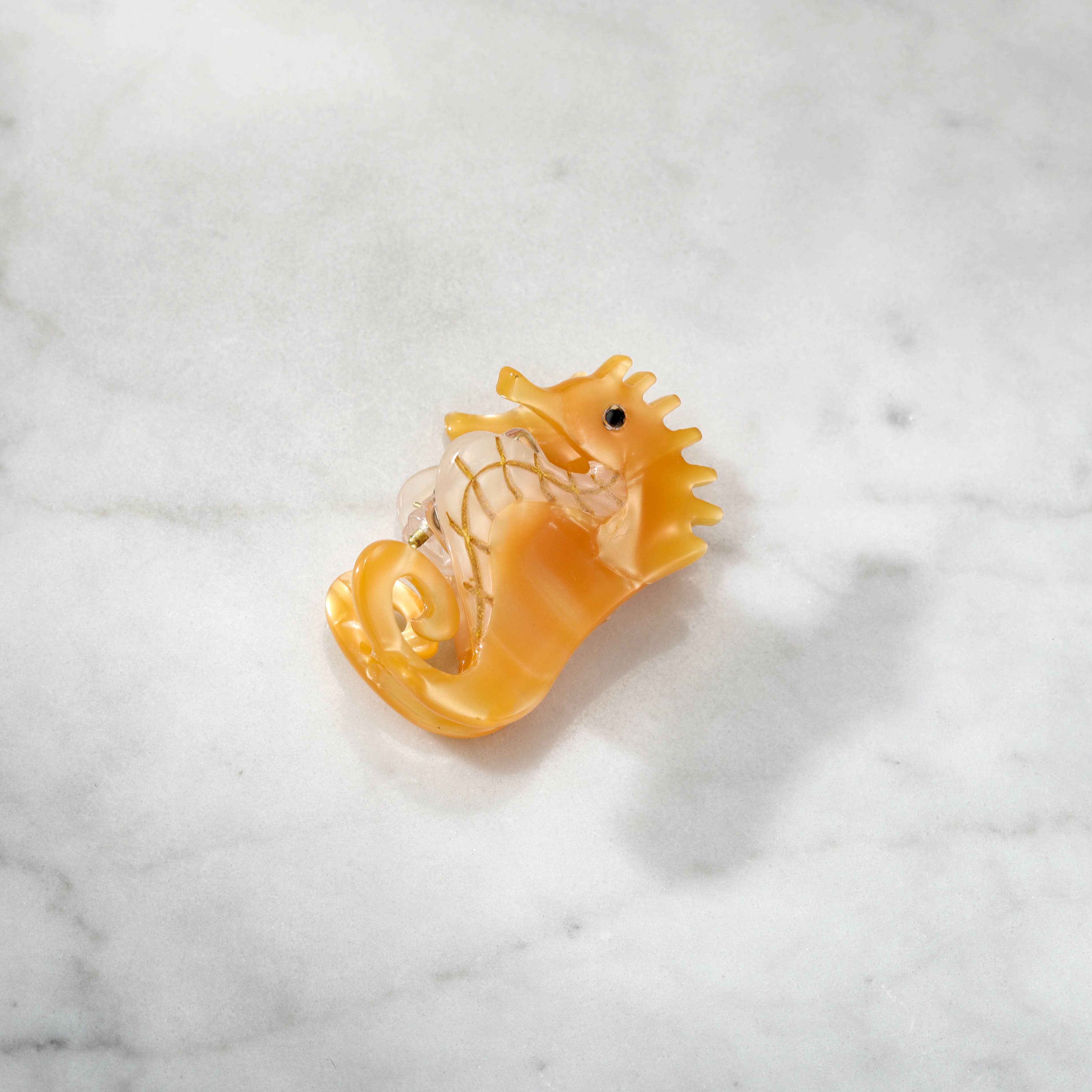 Eco-Friendly Mini Sister Seahorse Hair Clip Claw – Orange