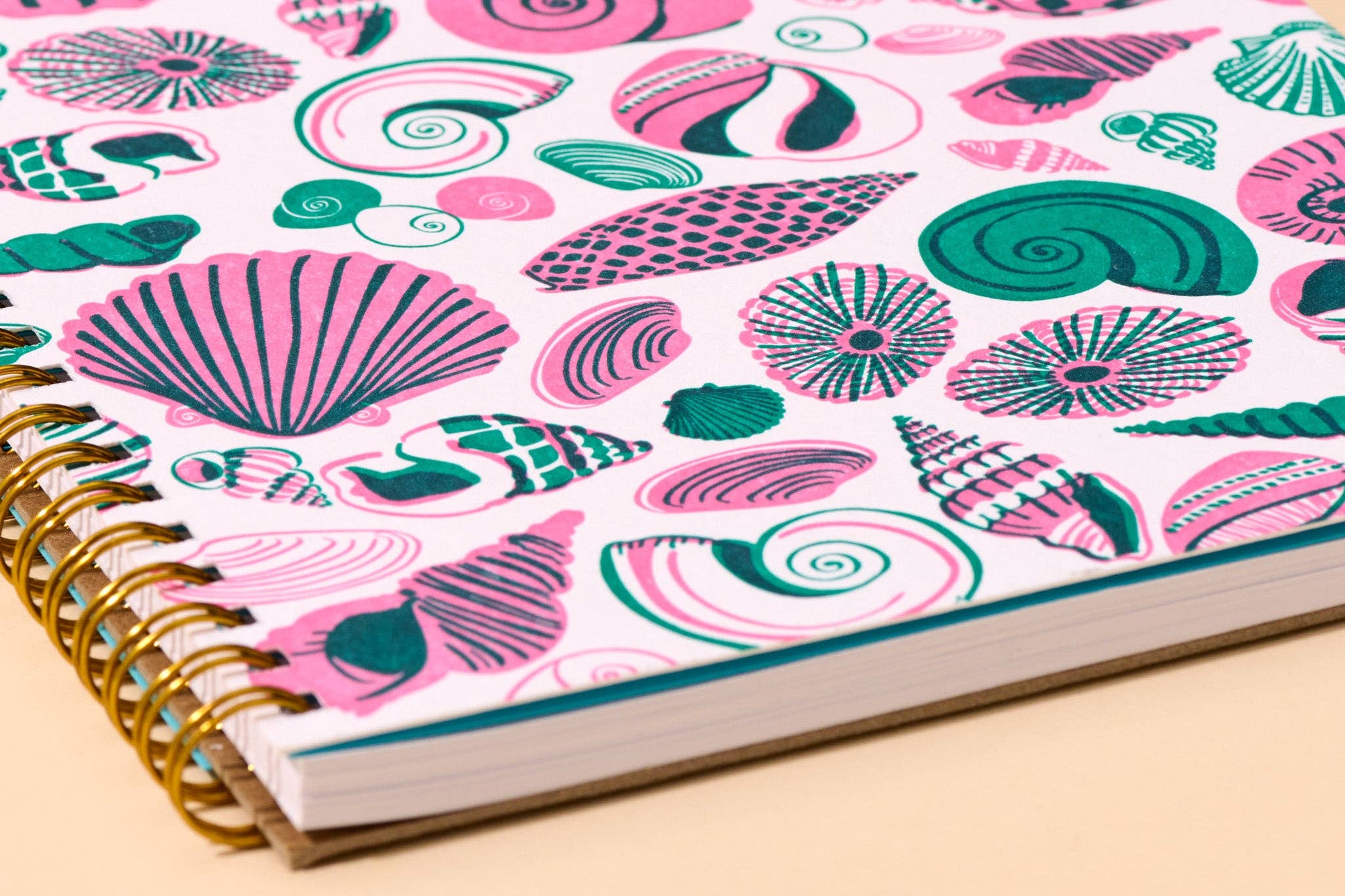 Beachy Summer Letterpress A5 Spiral Notebook—Shell Pattern