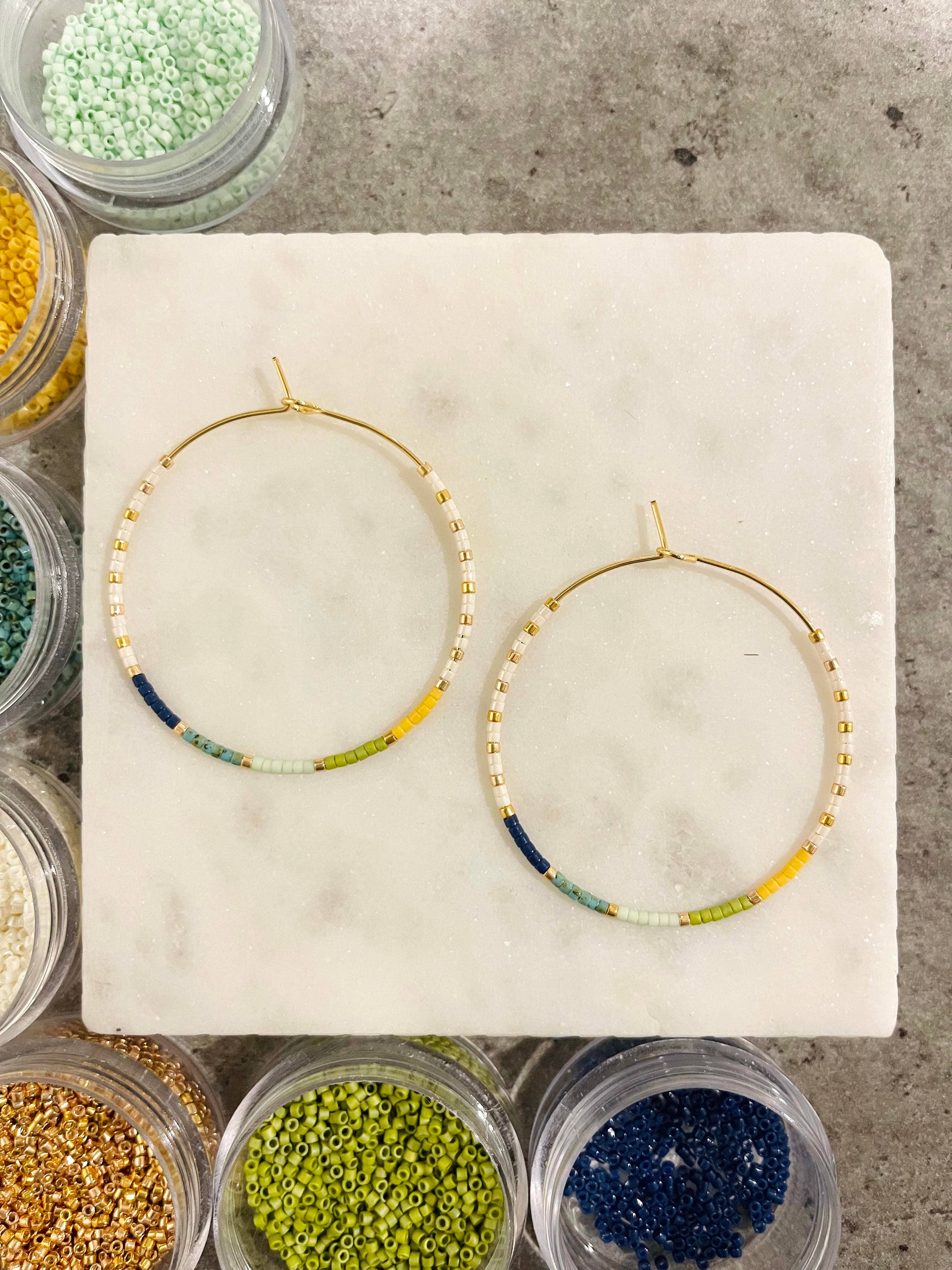 Yacht Club miyuki glass beaded hoop earrings