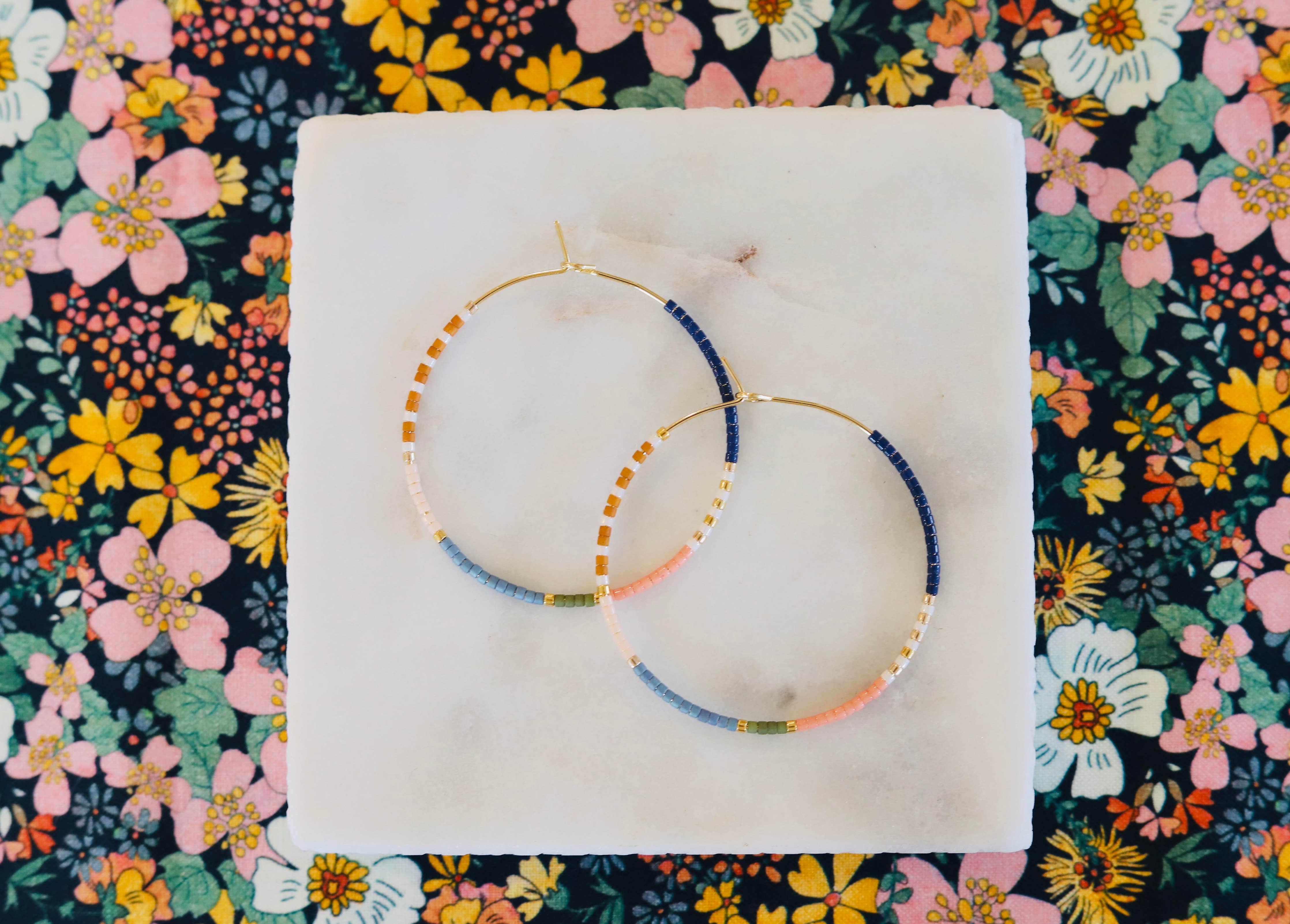 Pocket Full of Posies // miyuki glass beaded hoop earrings