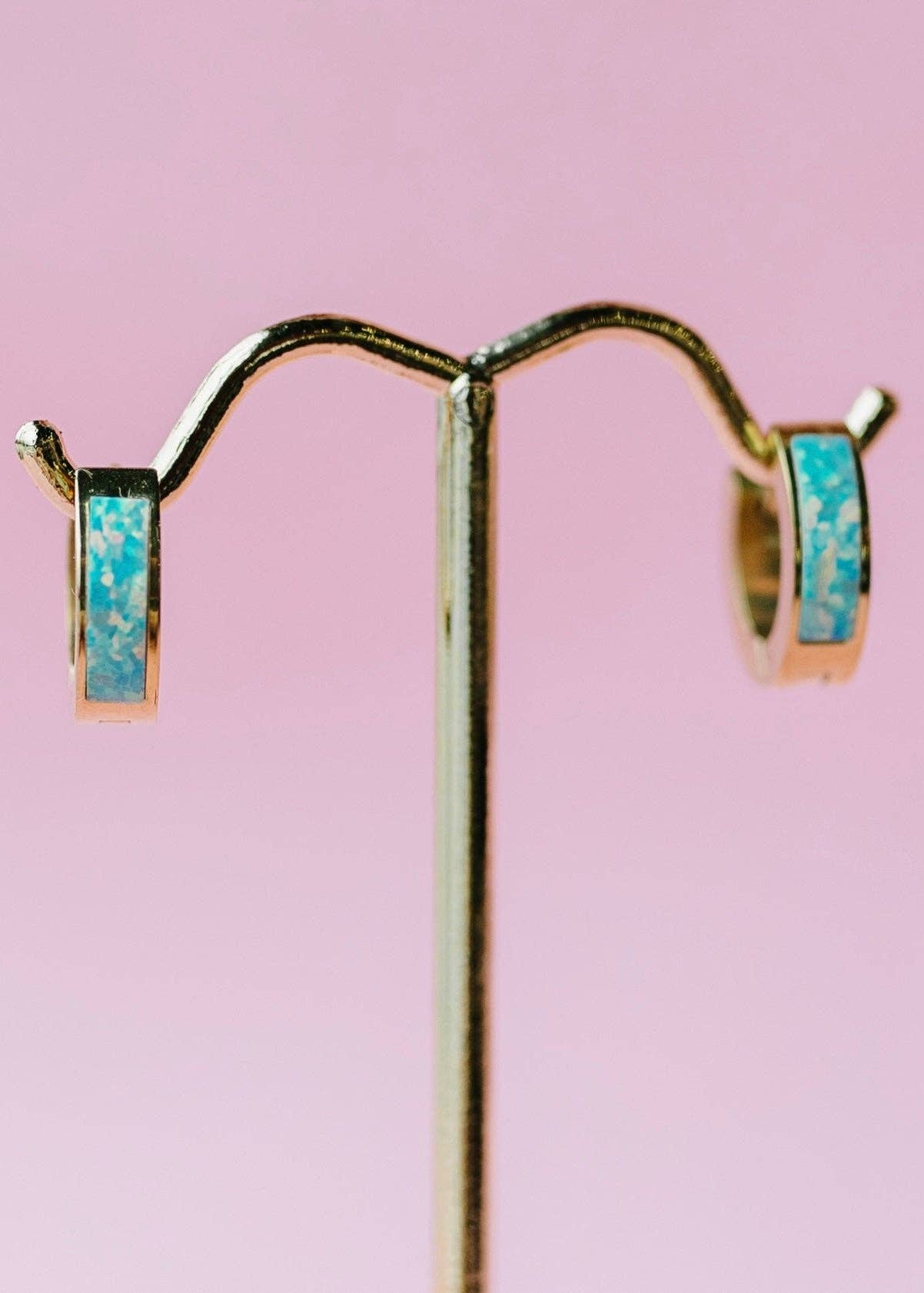 Ocean Blue Opal Huggies