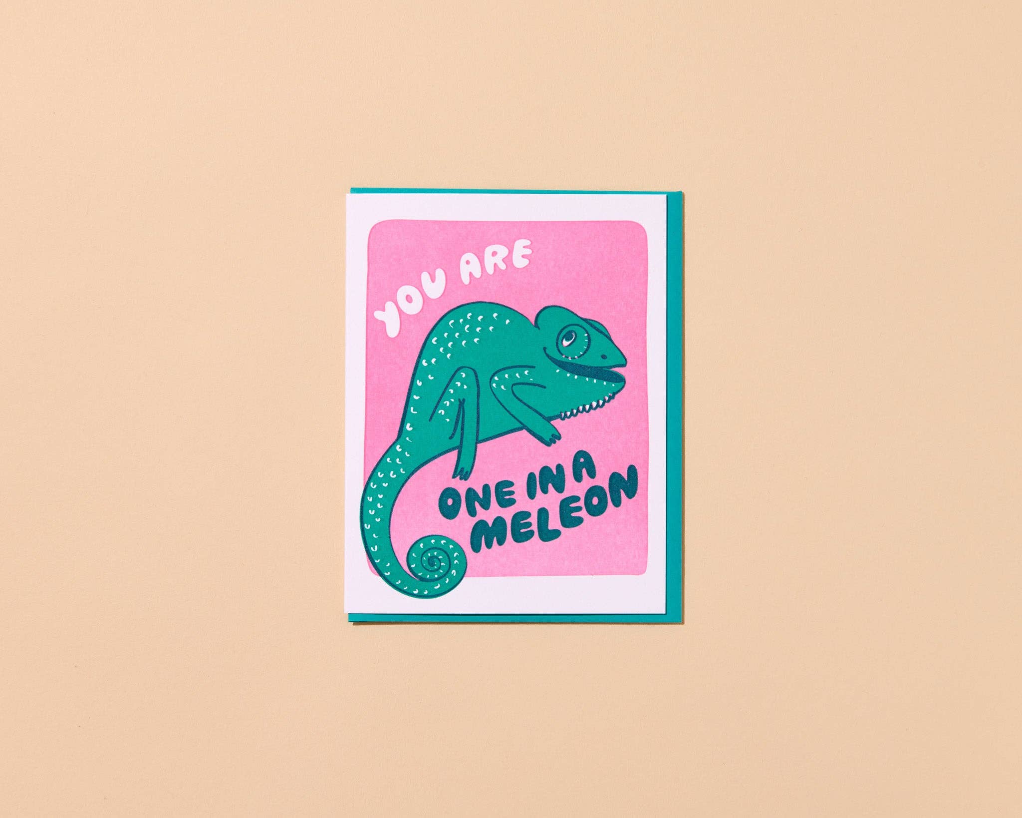 One In A Meleon Letterpress Love or Friendship Card, Chameleon - Made in USA