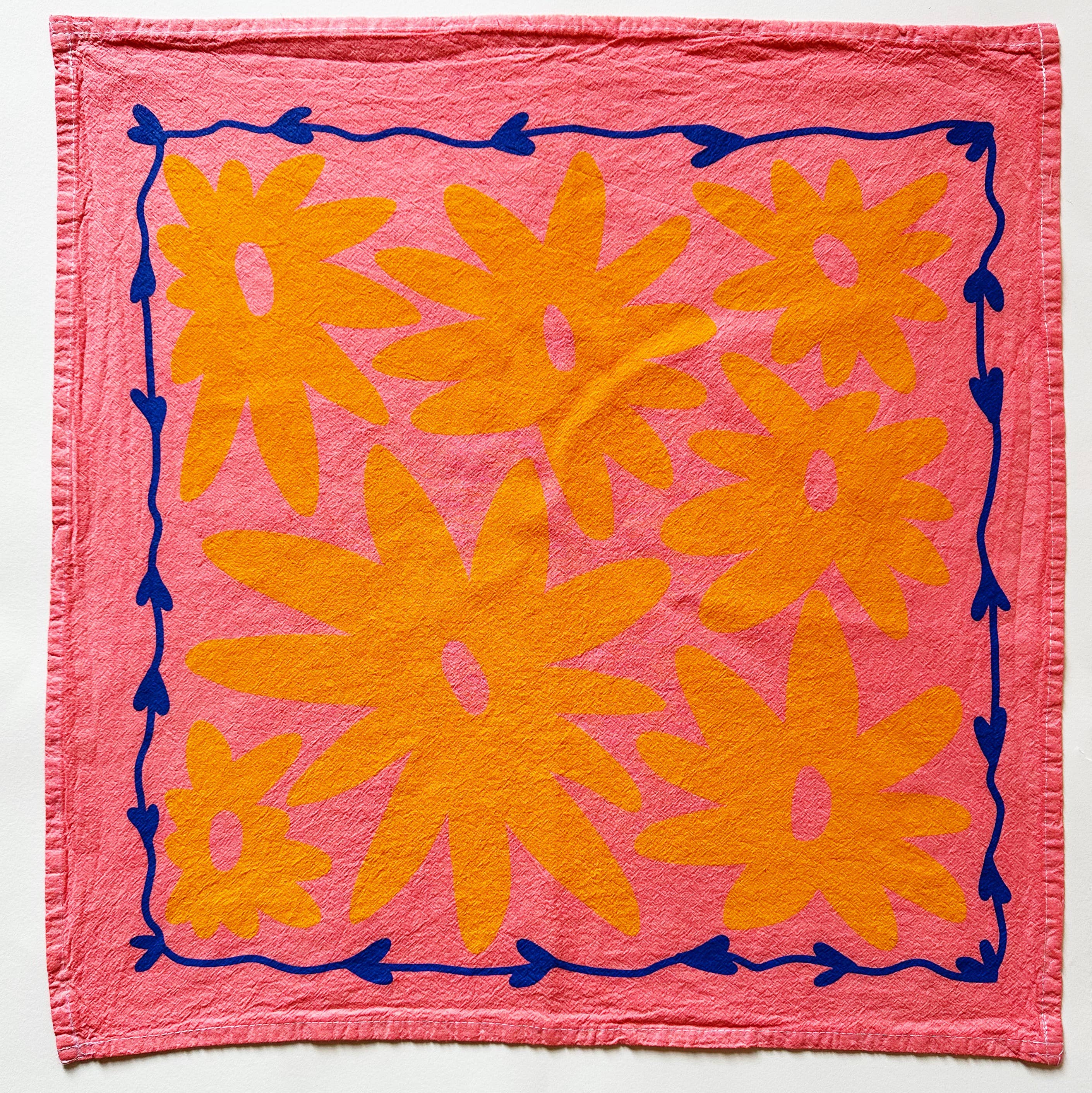 Floral Splat on Pink Tea Towel - 100% Cotton