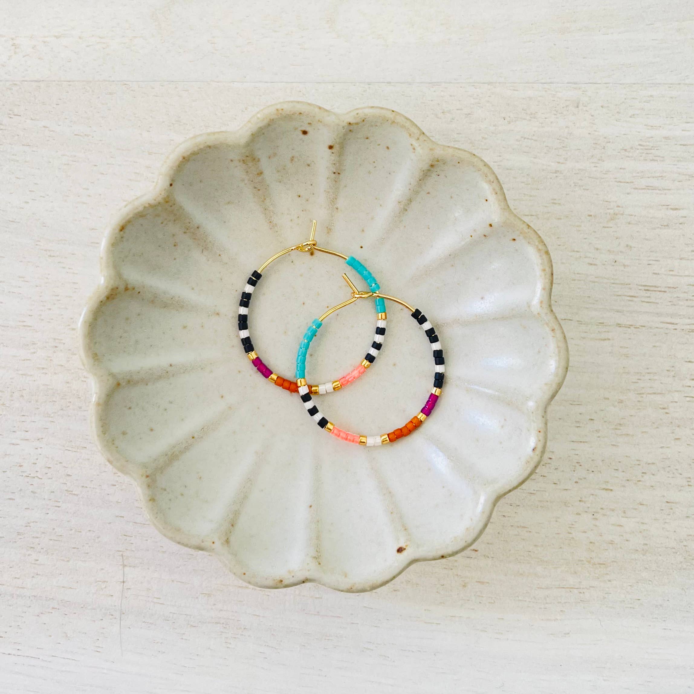 Amy Houston - Resort miyuki glass beaded hoop earrings: Medium