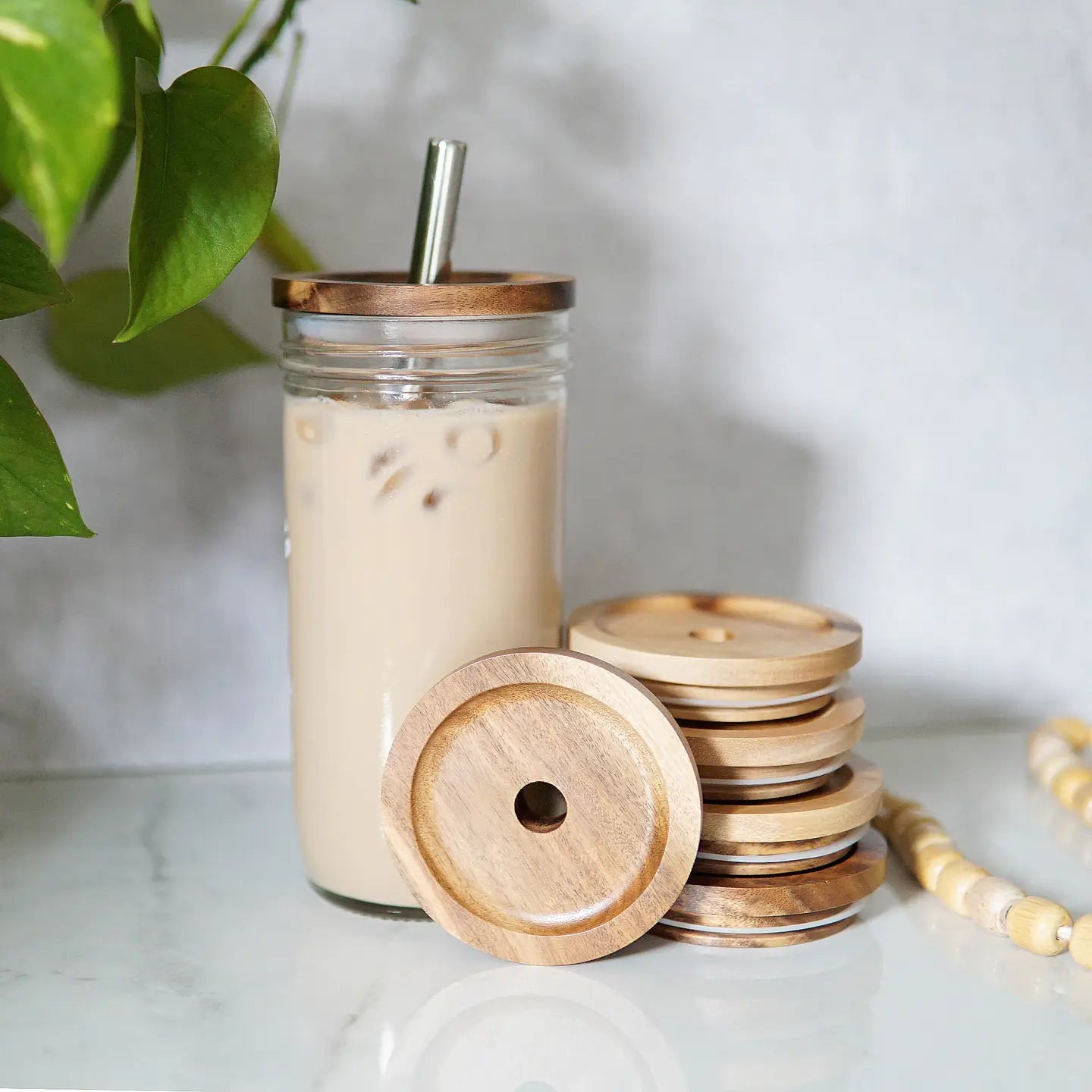 Forest Cove Home - Wide Mouth 86mm Acacia Wood Top Lids