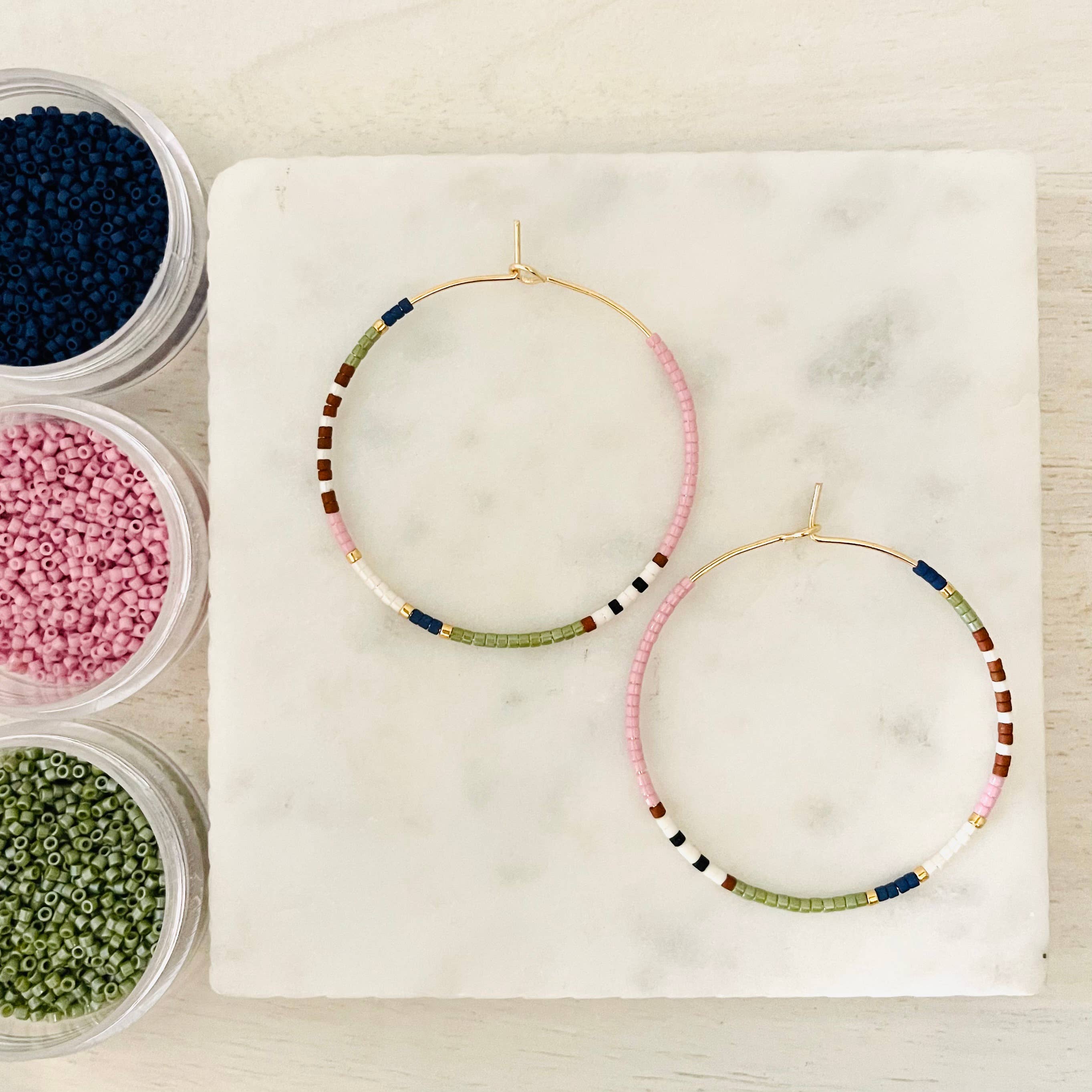 Woodland Sunset Miyuki glass beaded hoop earrings