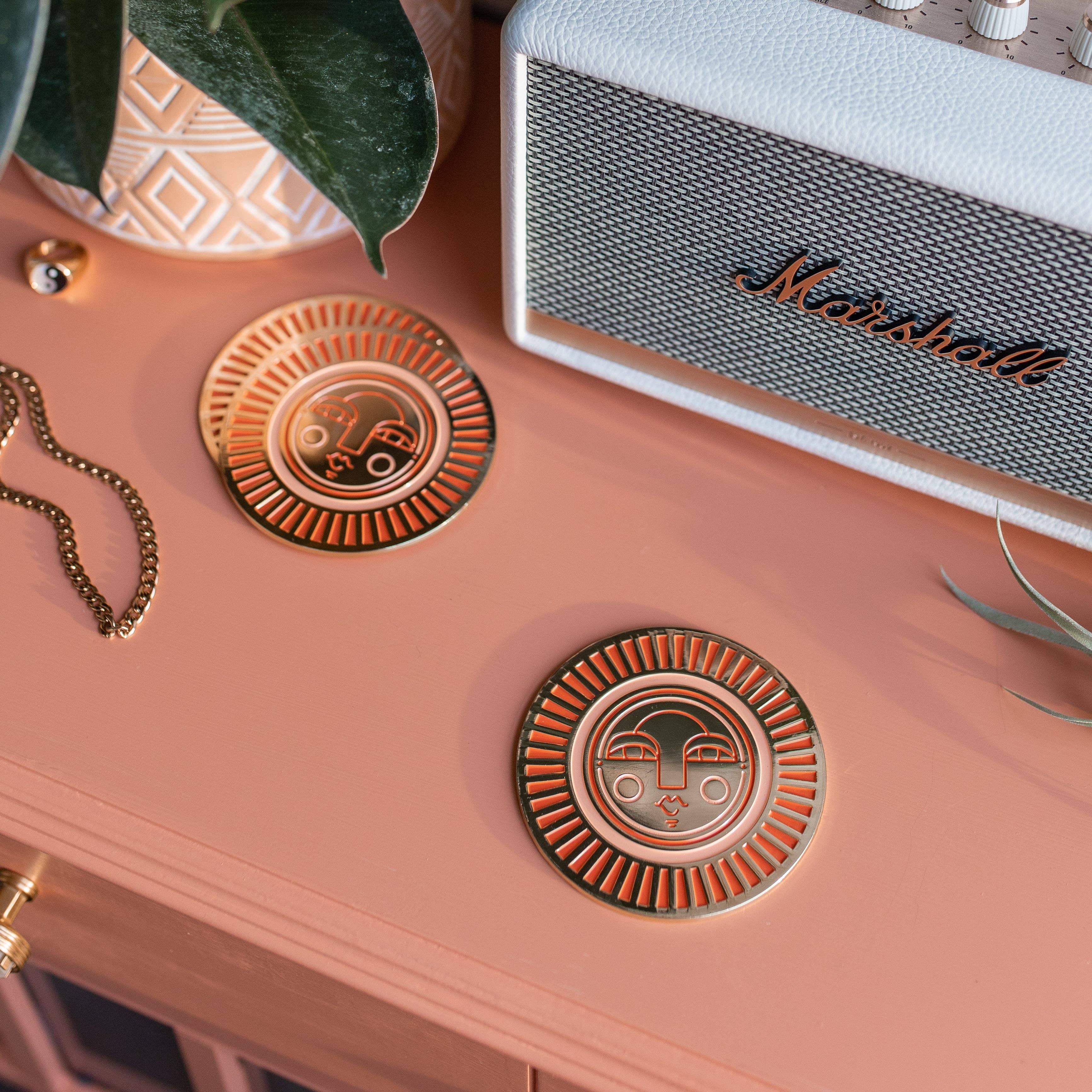 The Sol Coasters in peachy orange
