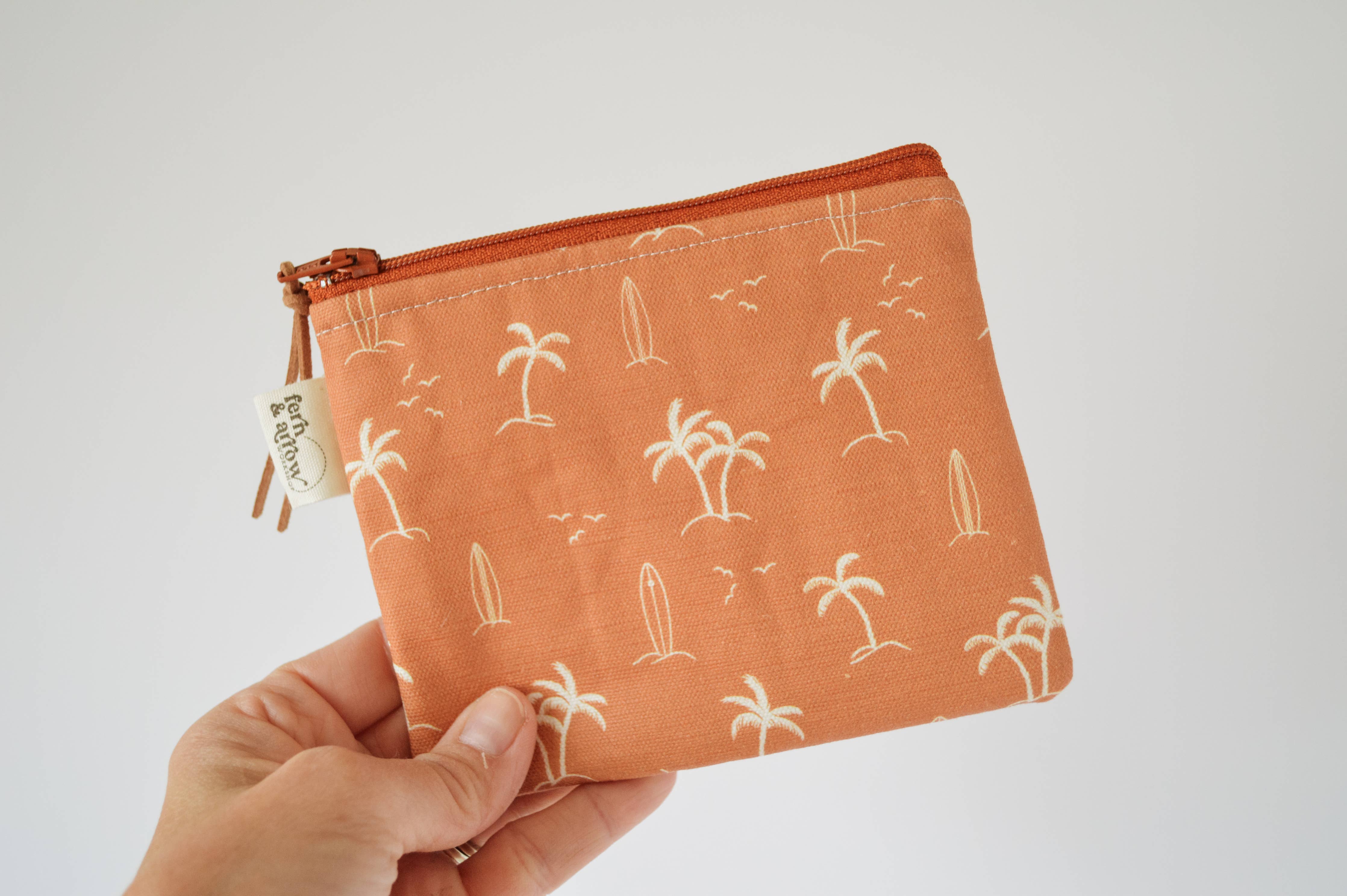 Palms Surf Zipper Pouch - Rust