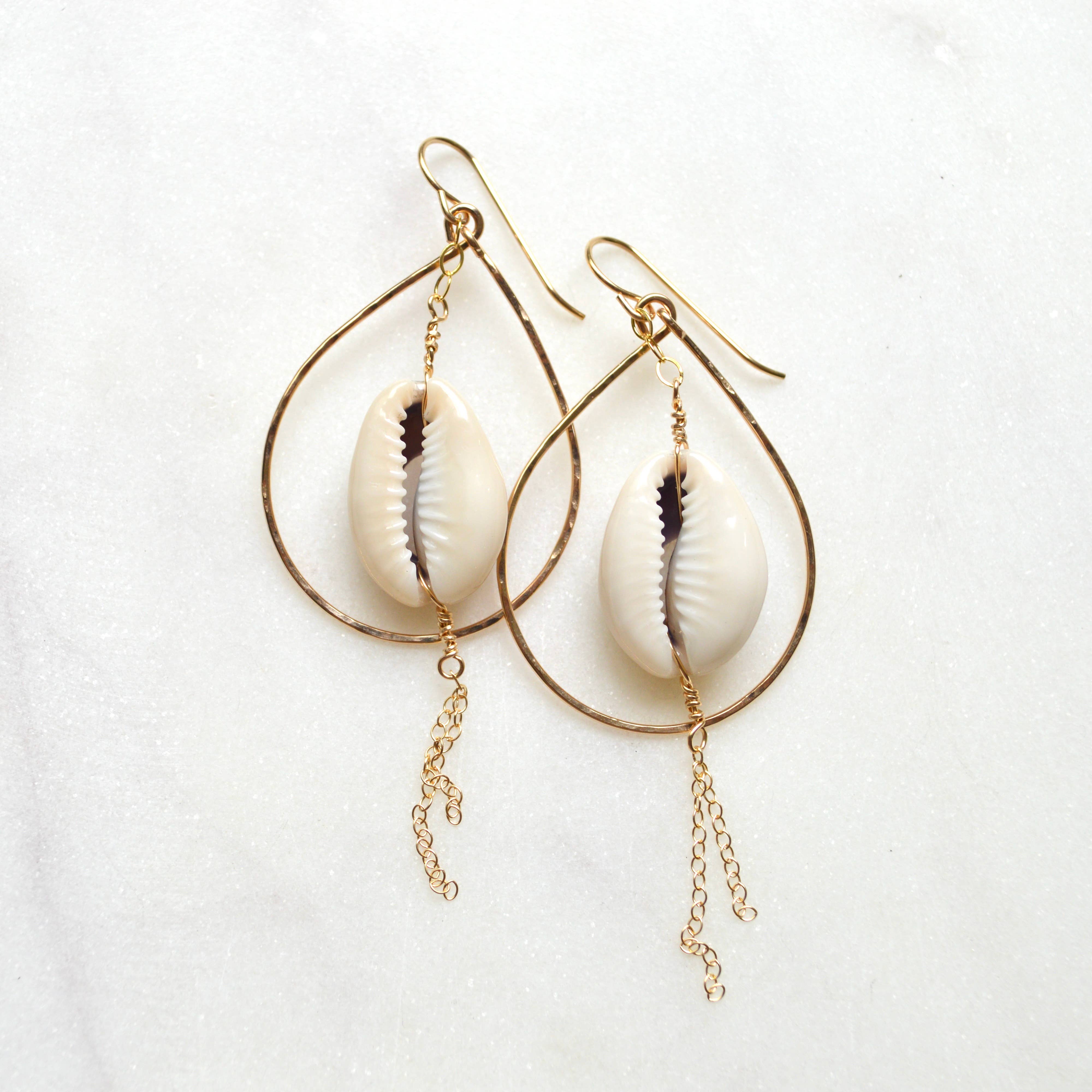 Cowrie Shell Teardrop Earring