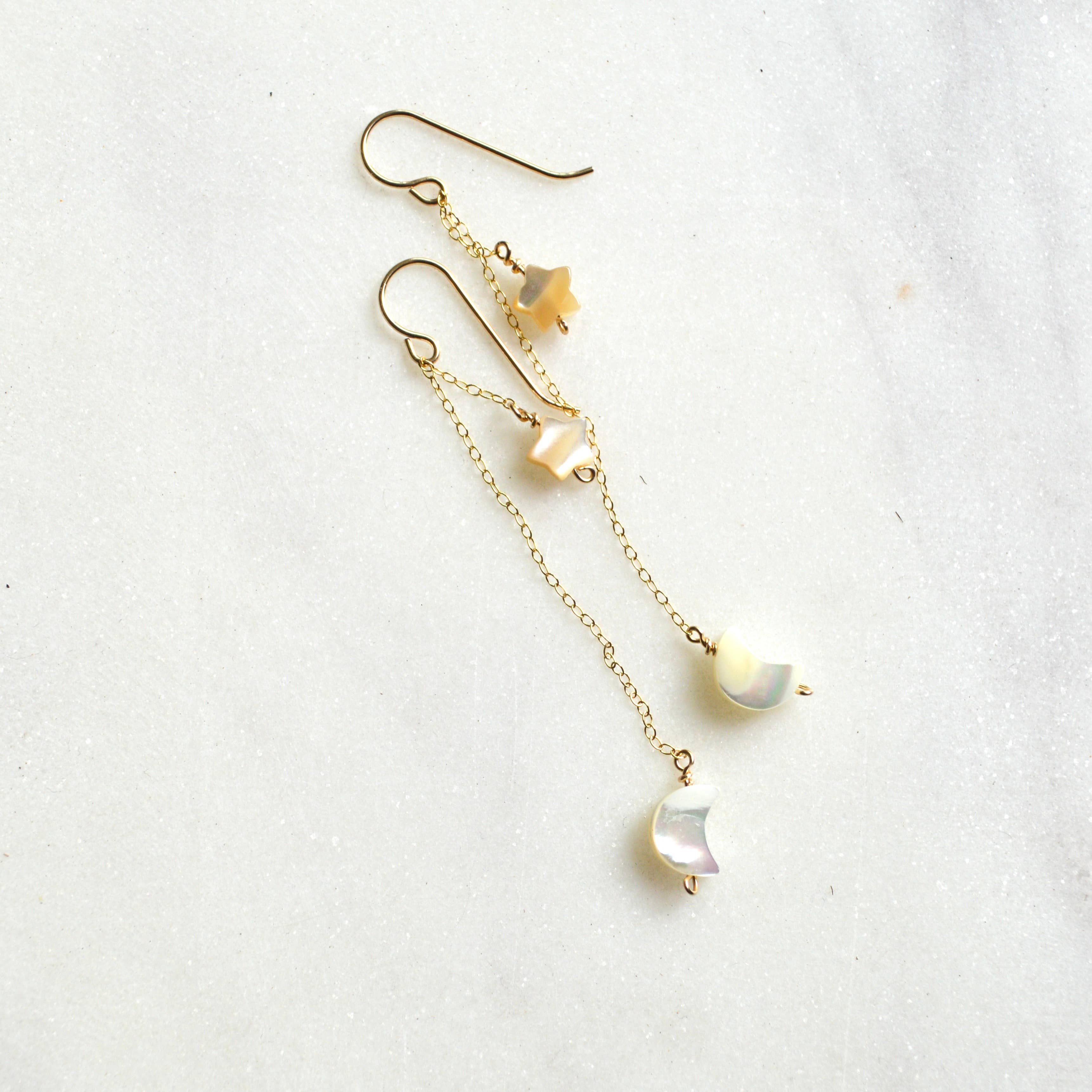Mini Moon and Star Earrings
