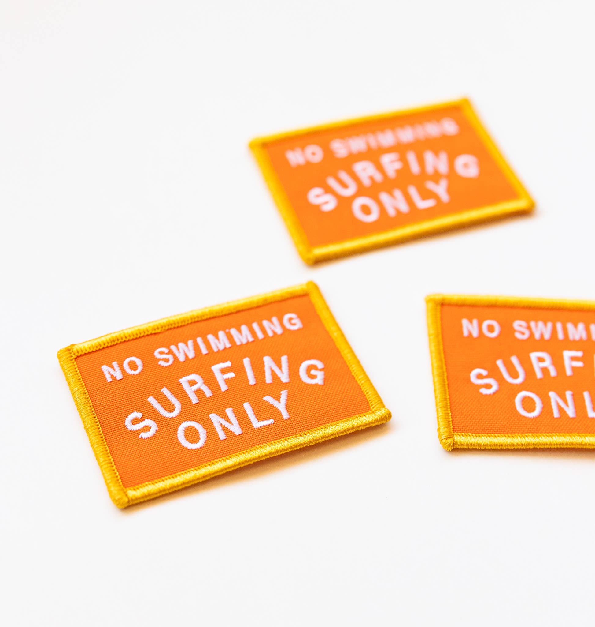 No Swimming, Surfing Only Embroidered Iron on Patch