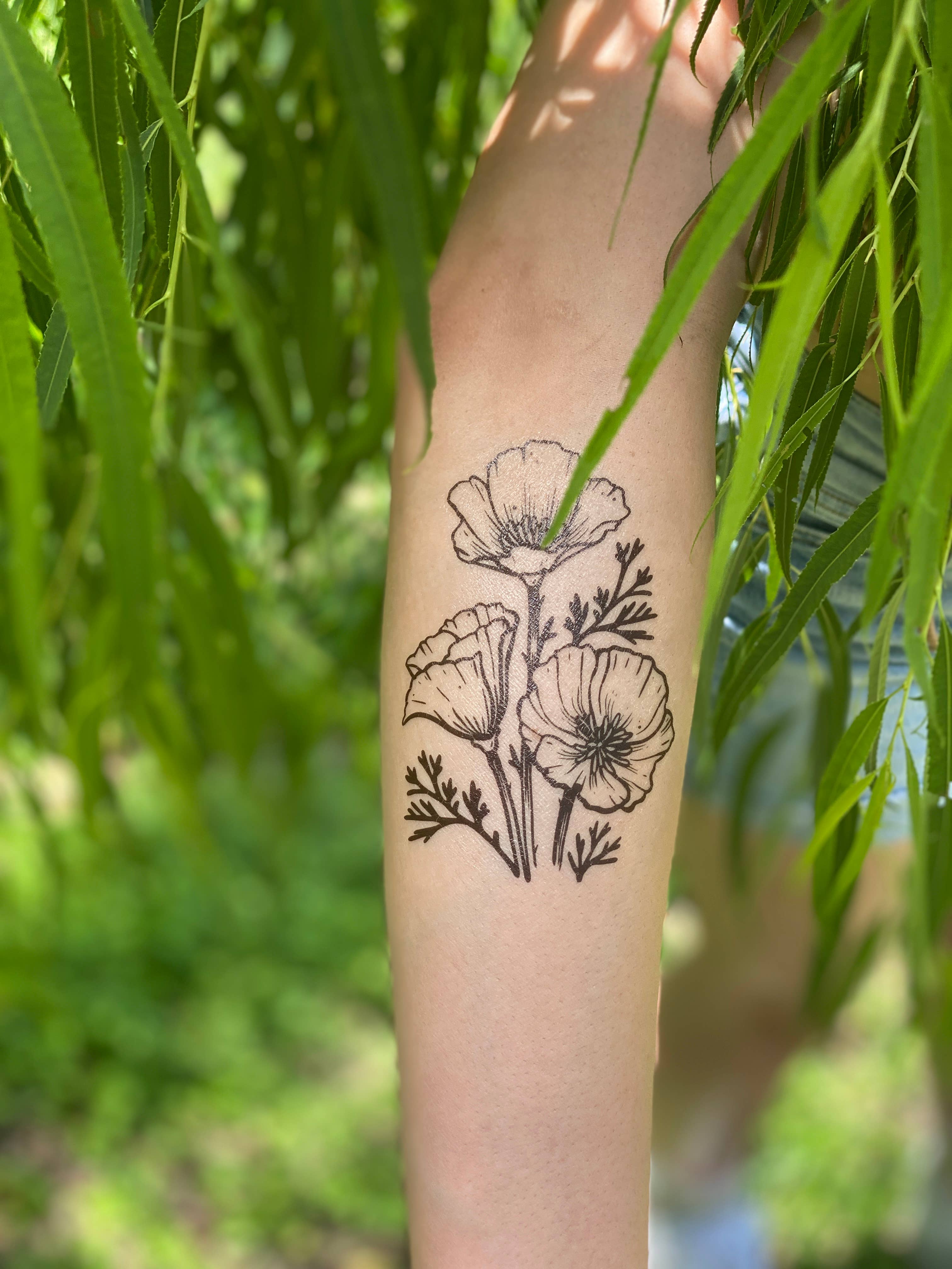 NatureTats - Golden Poppy Temporary Tattoo