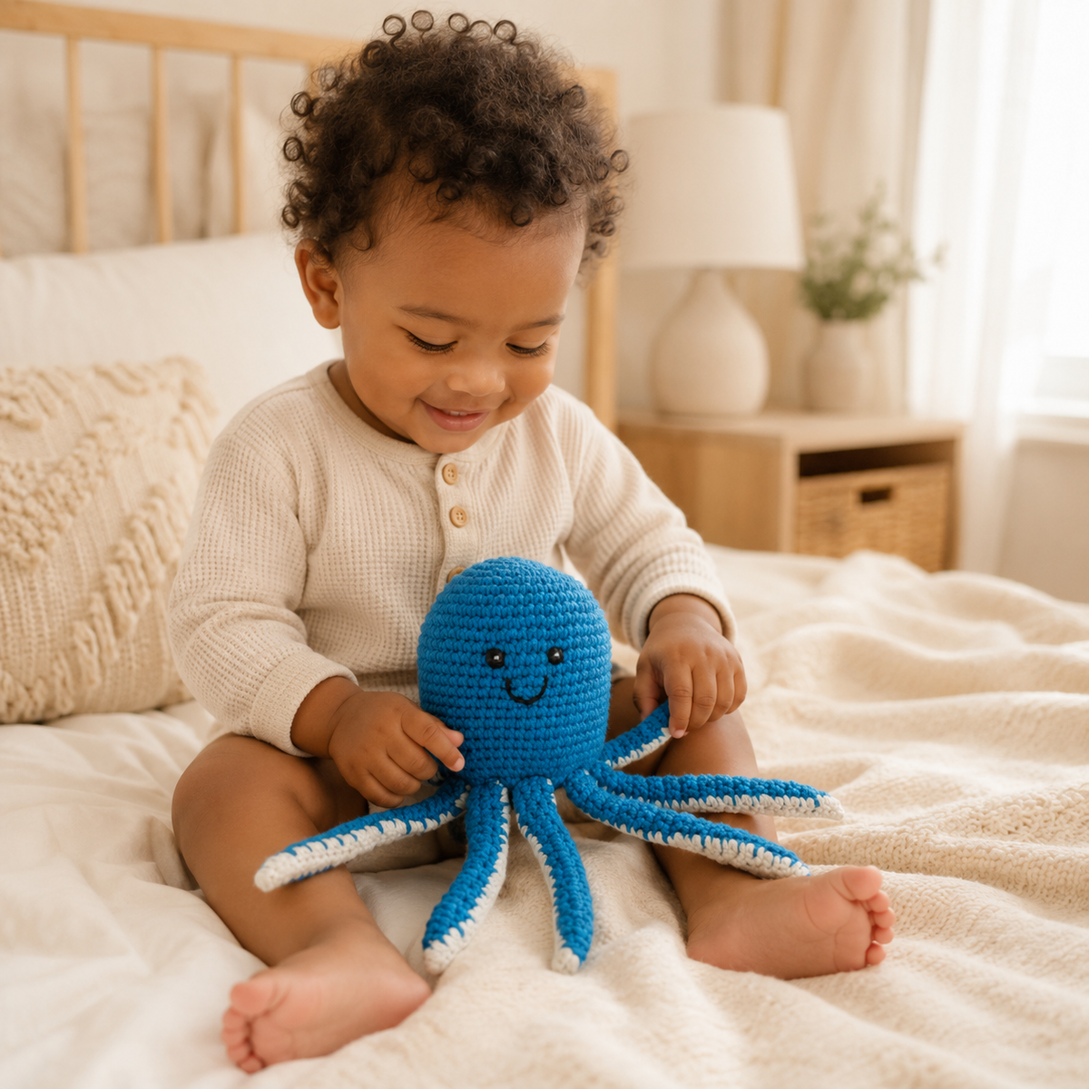Lullaby Stitch | Octopus Rattle - Blue