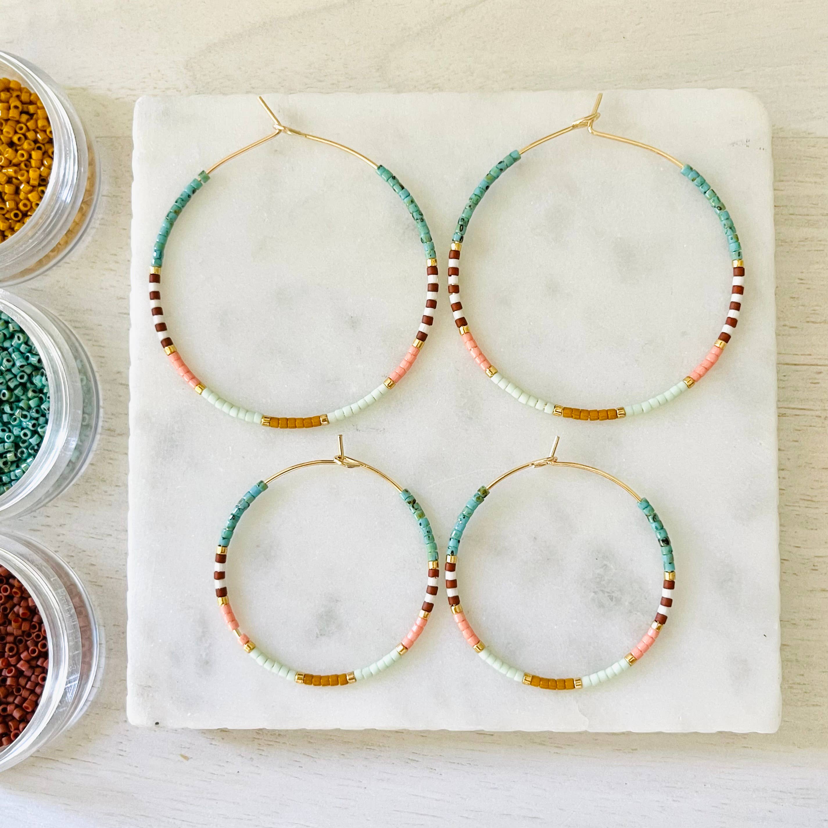 Phoenix miyuki glass beaded hoop earrings