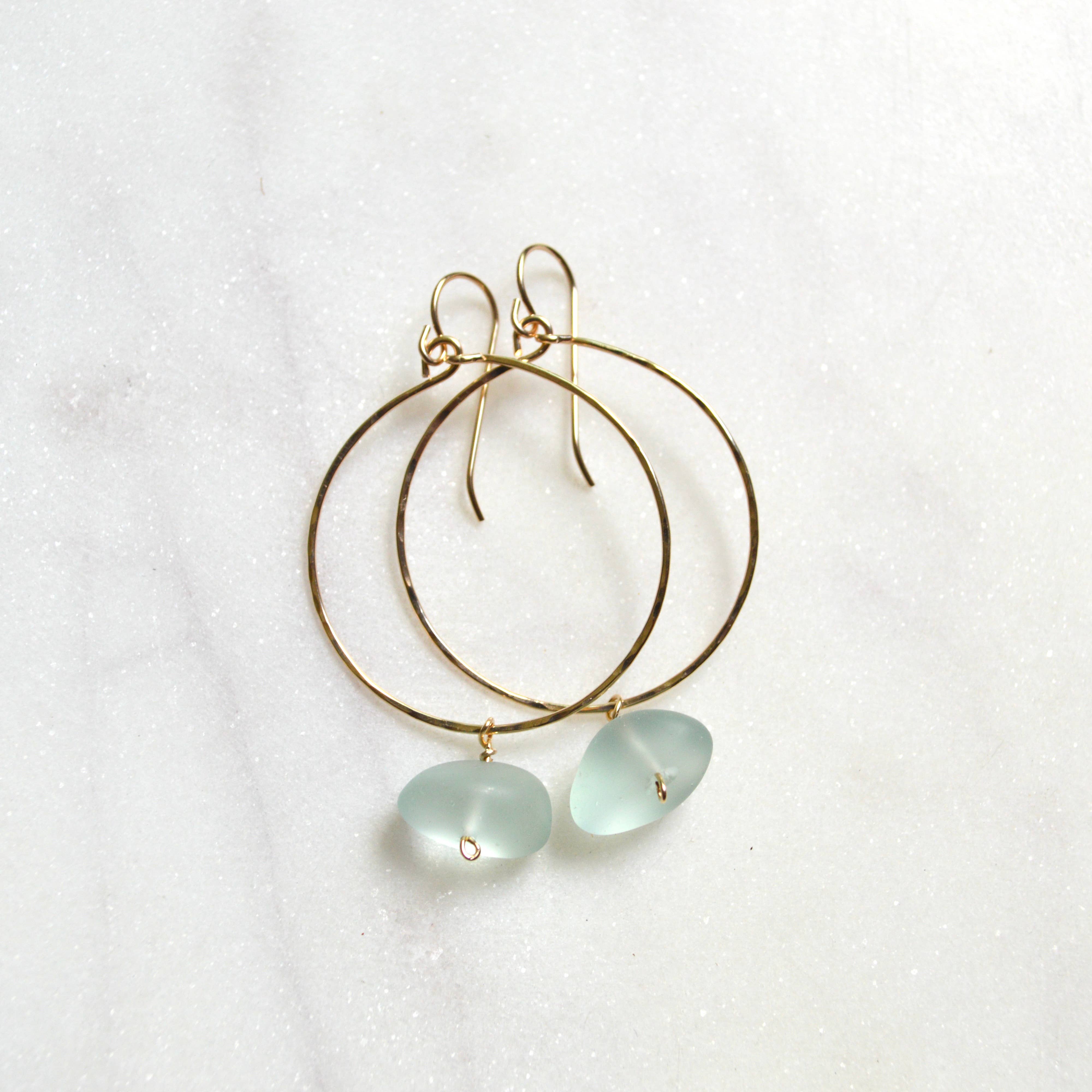 Sea Foam Glass Hoops