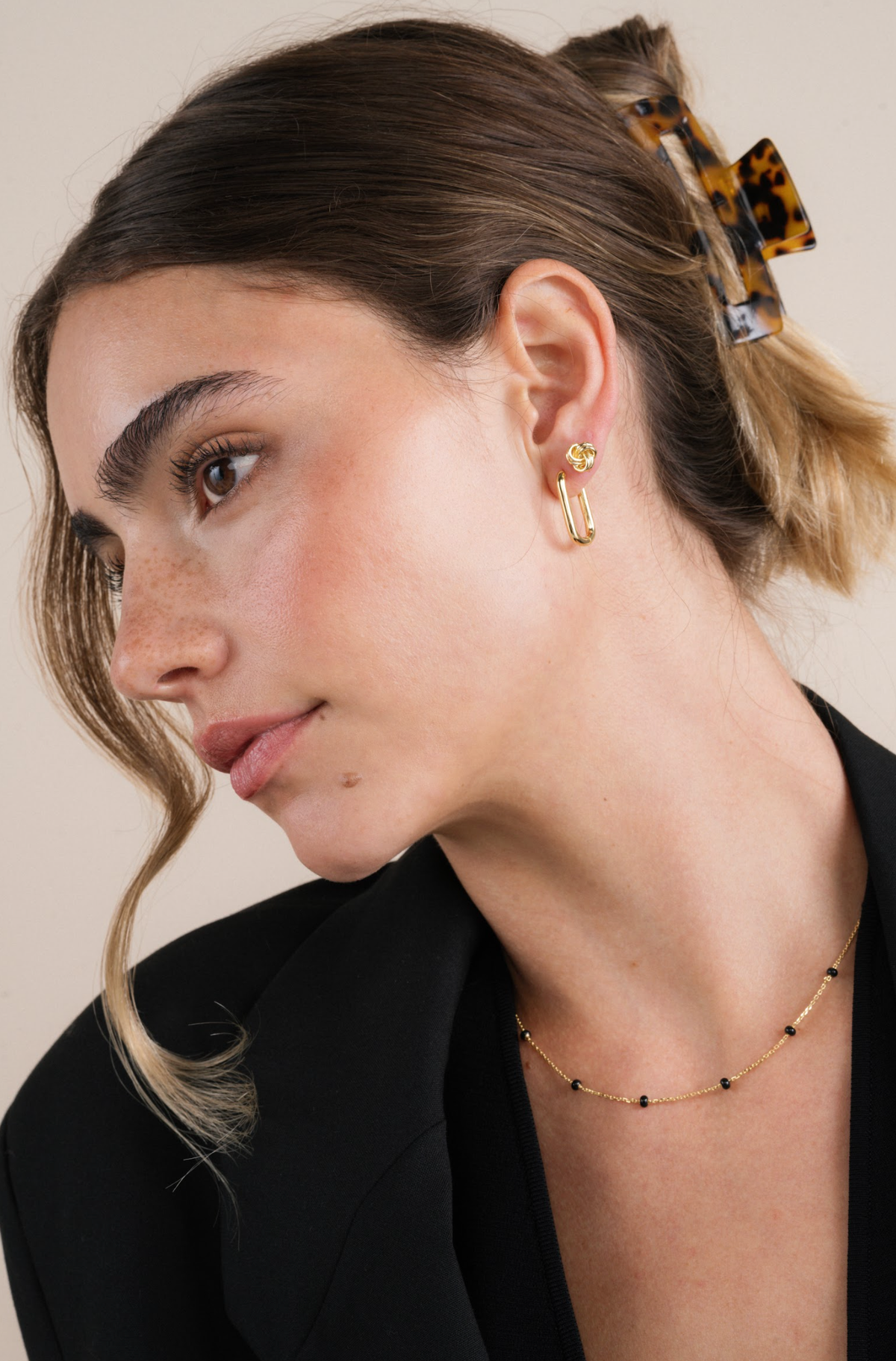Gold Rectangular Hoop Earrings