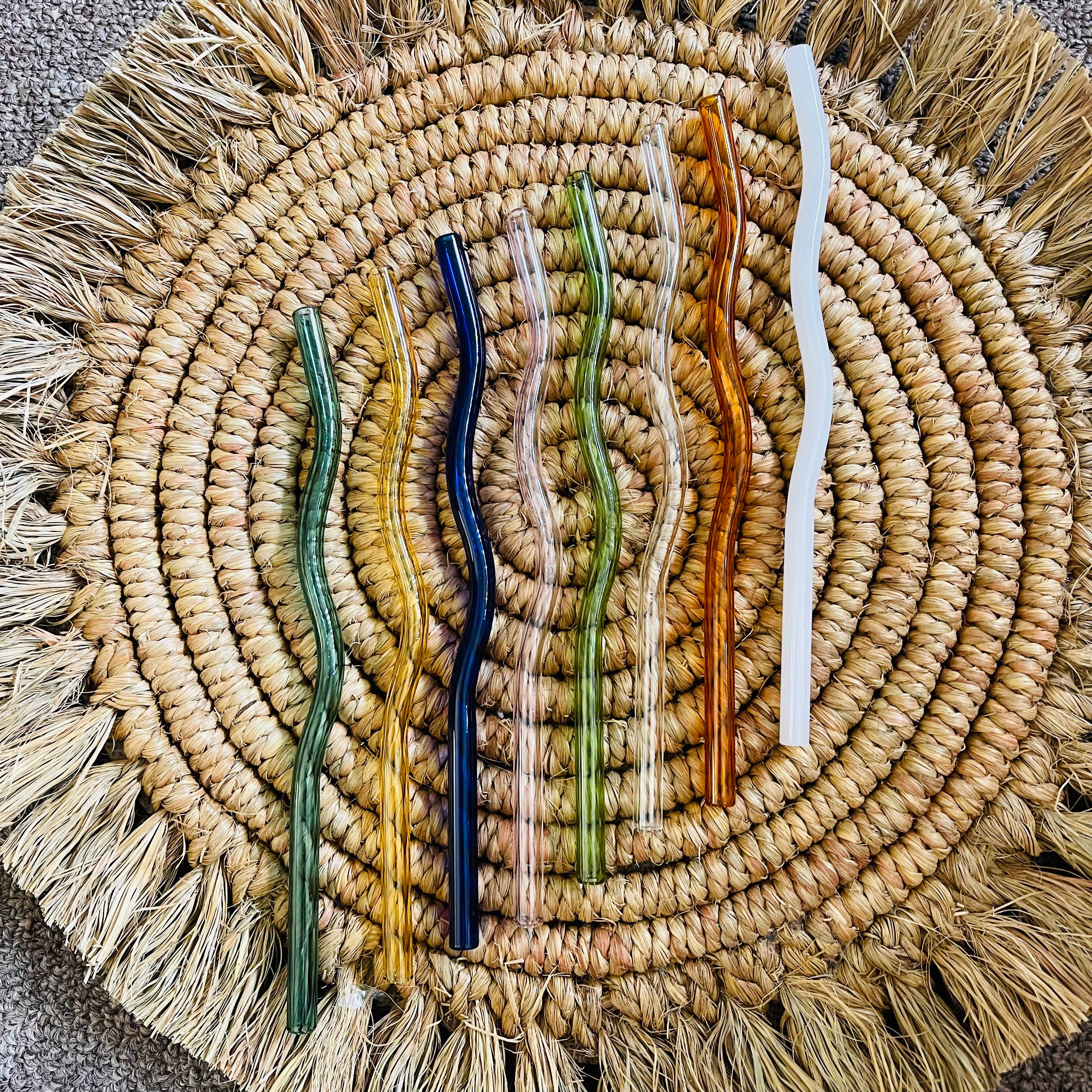 Wavy Reusable Glass Straws