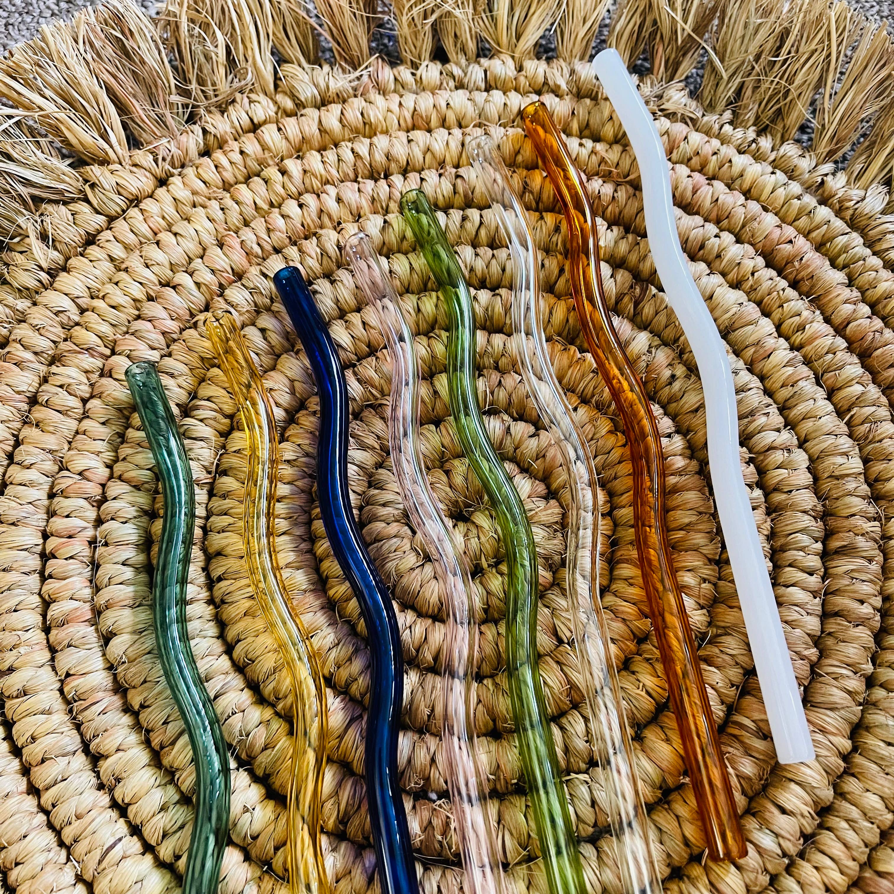 Wavy Reusable Glass Straws