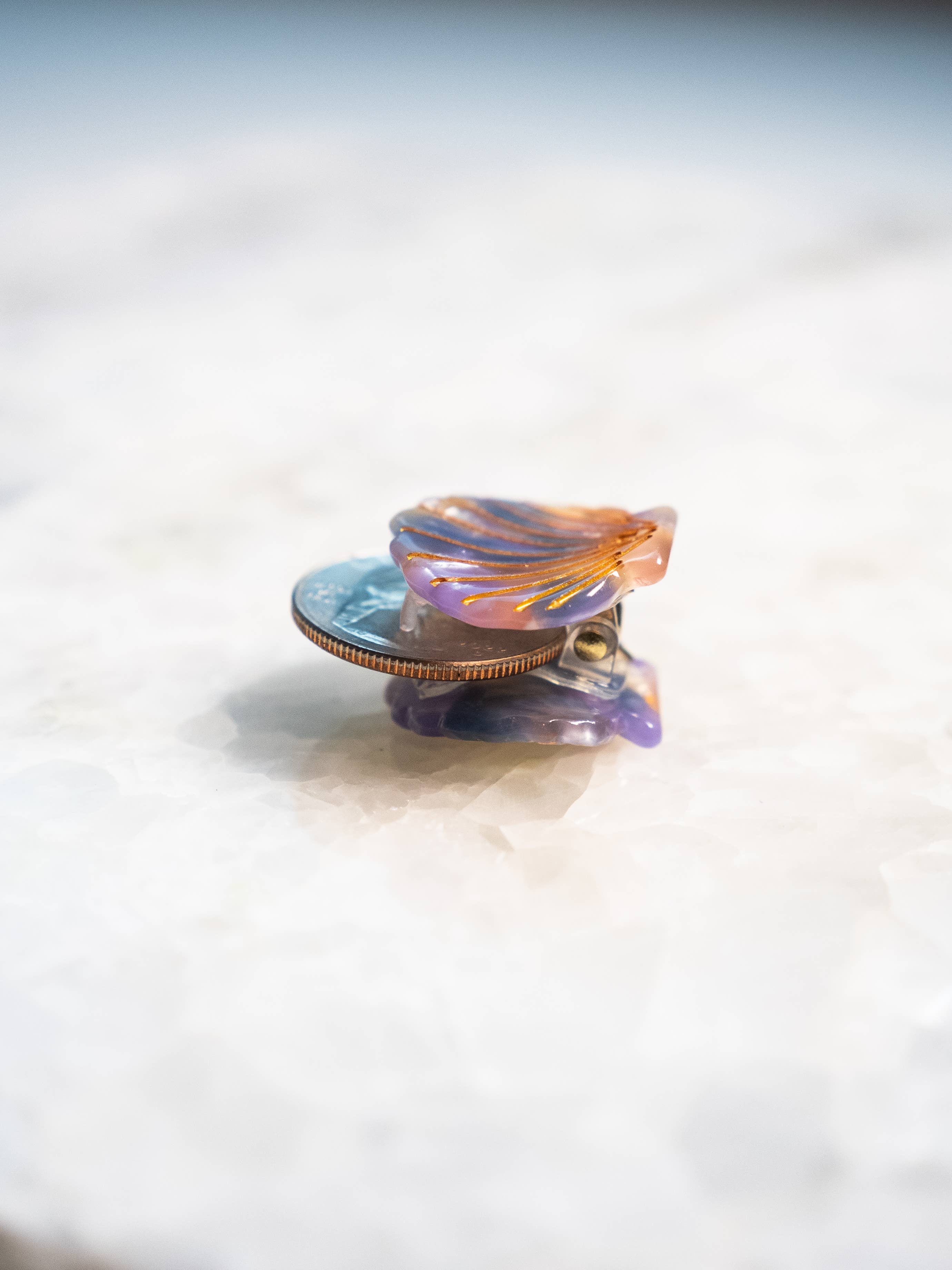 Eco Friendly Scallop Shells Hair Clip, Mini