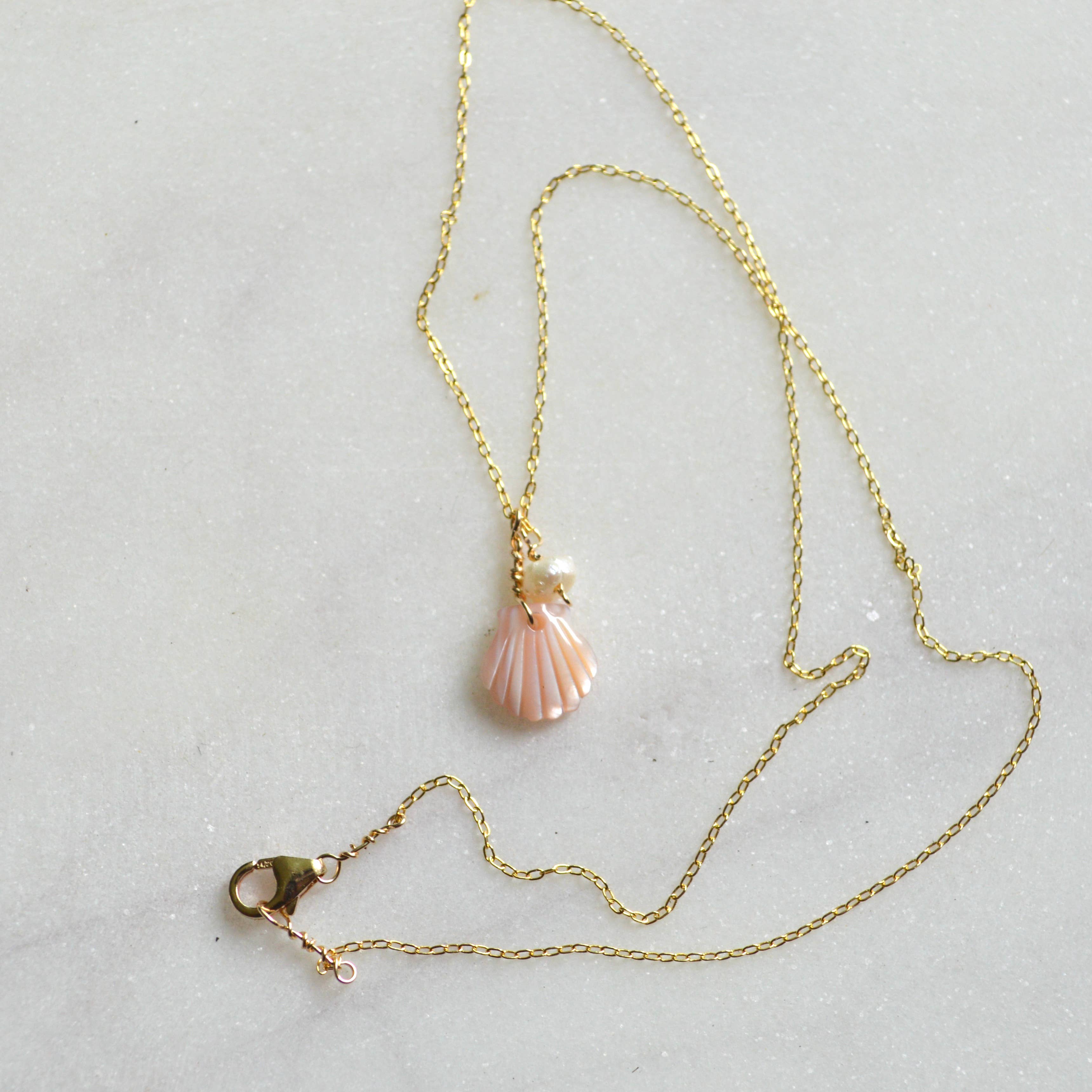 Pink Scallop Shell Necklace