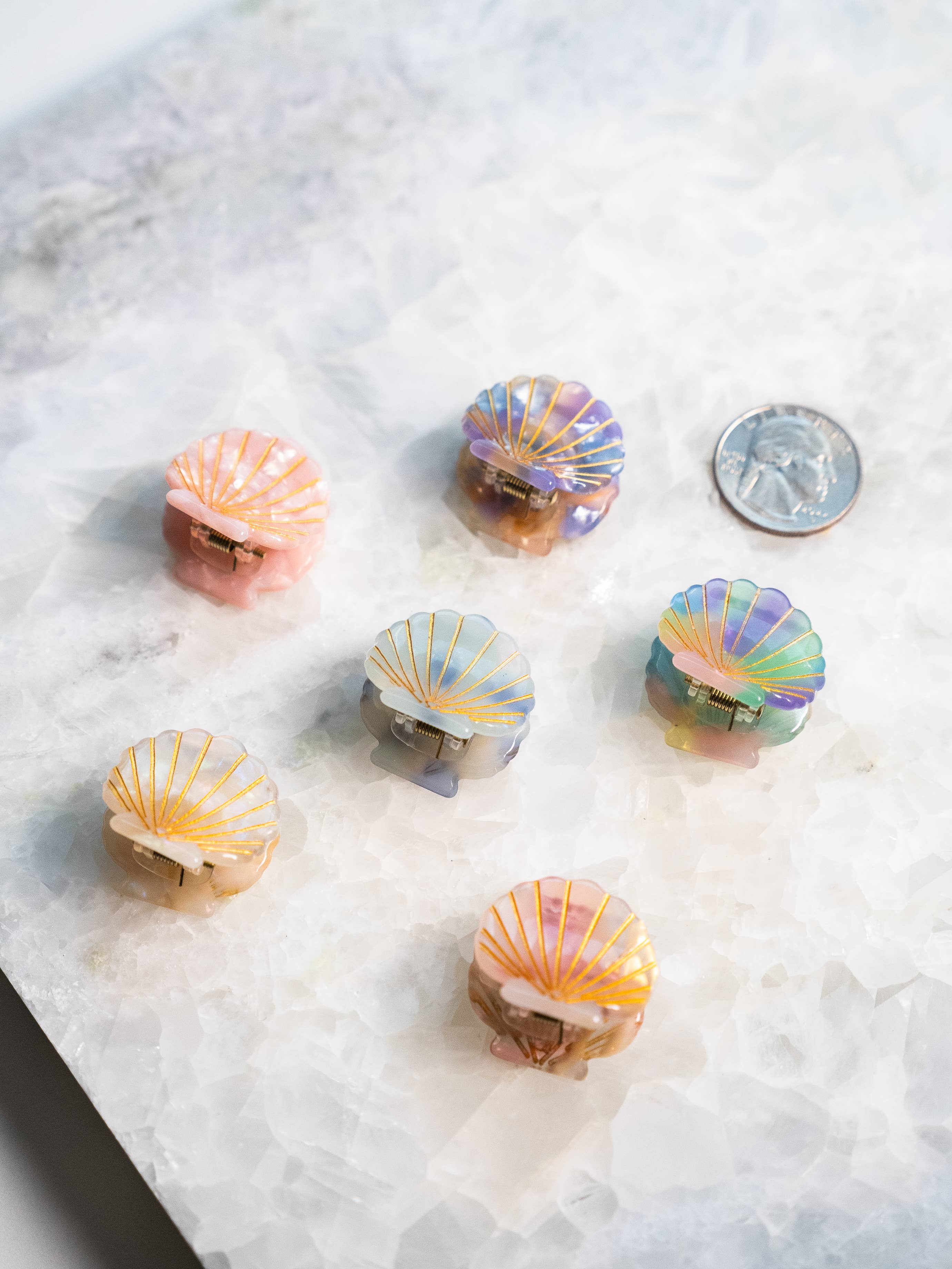 Eco Friendly Scallop Shells Hair Clip, Mini