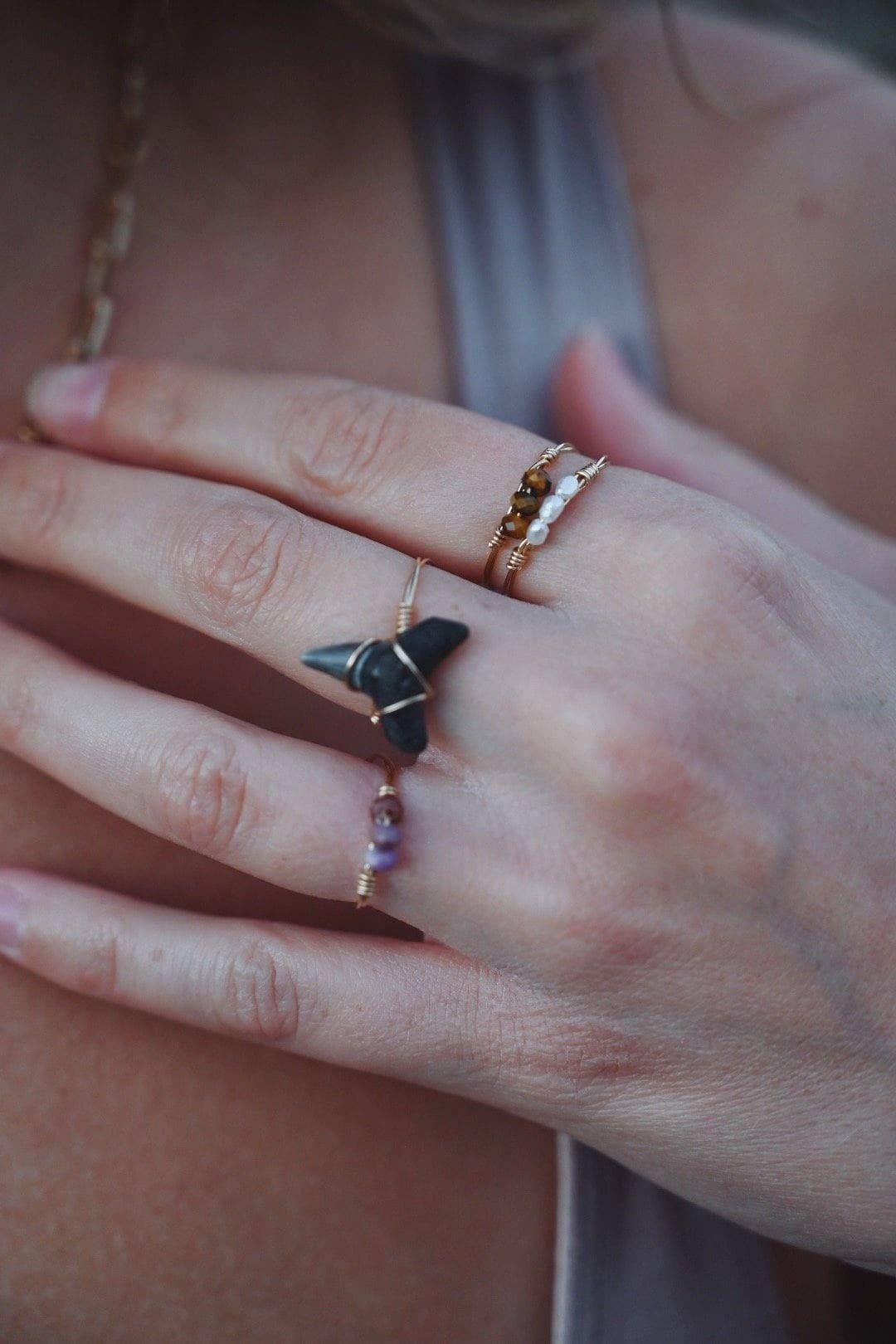 Shark Tooth Wire Wrapped Ring