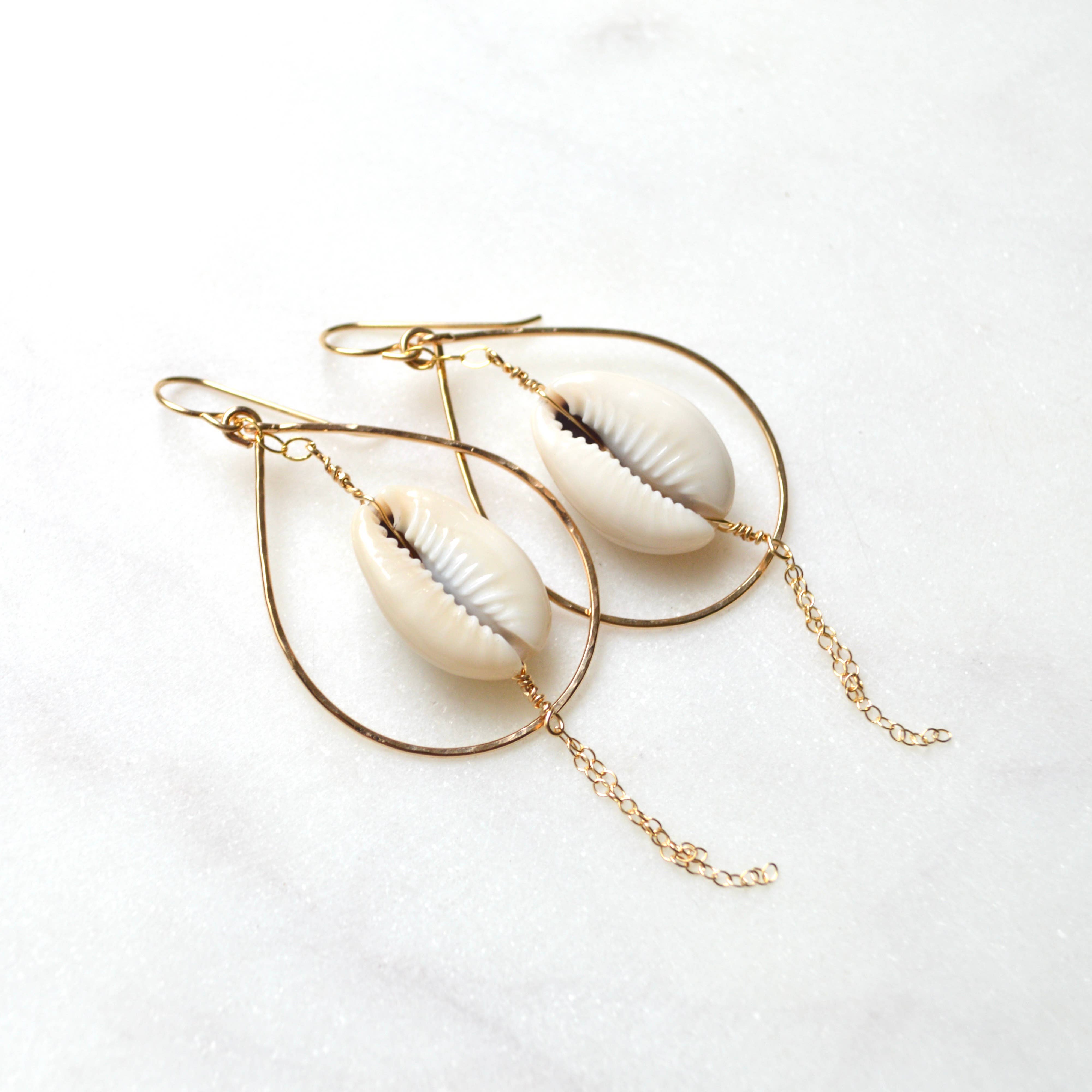 Cowrie Shell Teardrop Earring