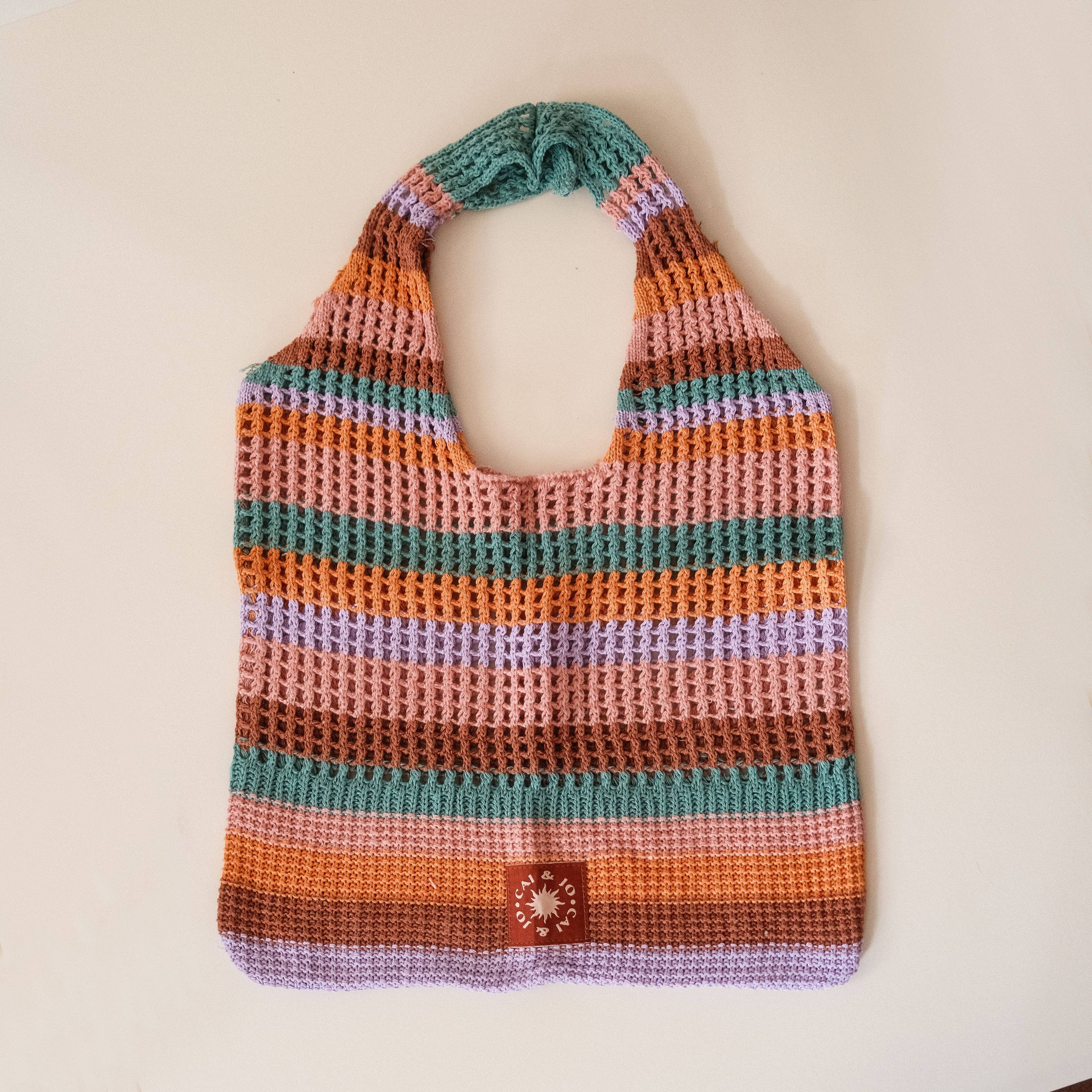 Crochet Shoulder Bag in Topical Stripe