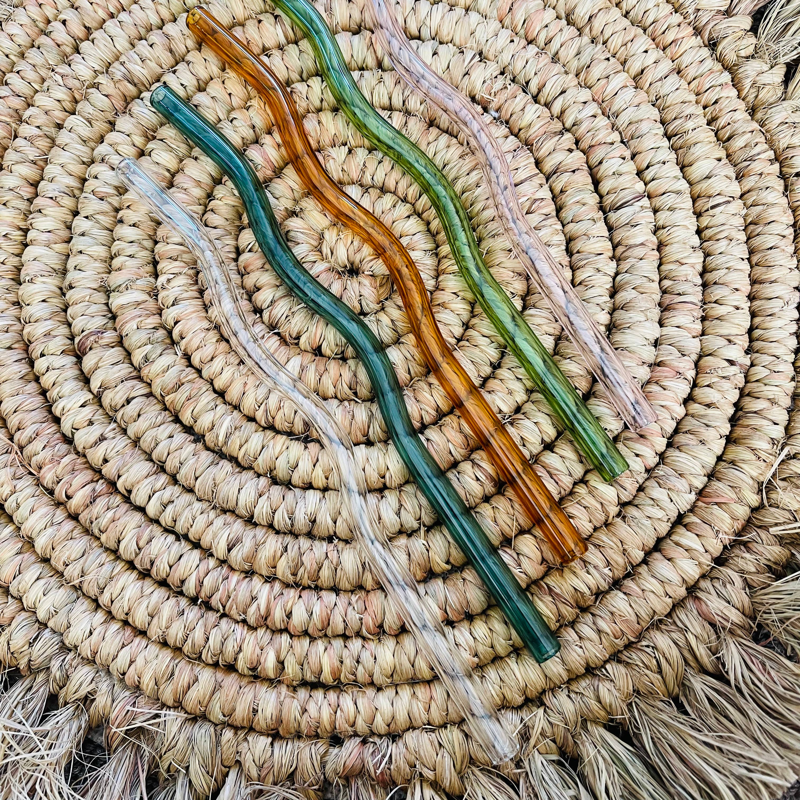Wavy Reusable Glass Straws
