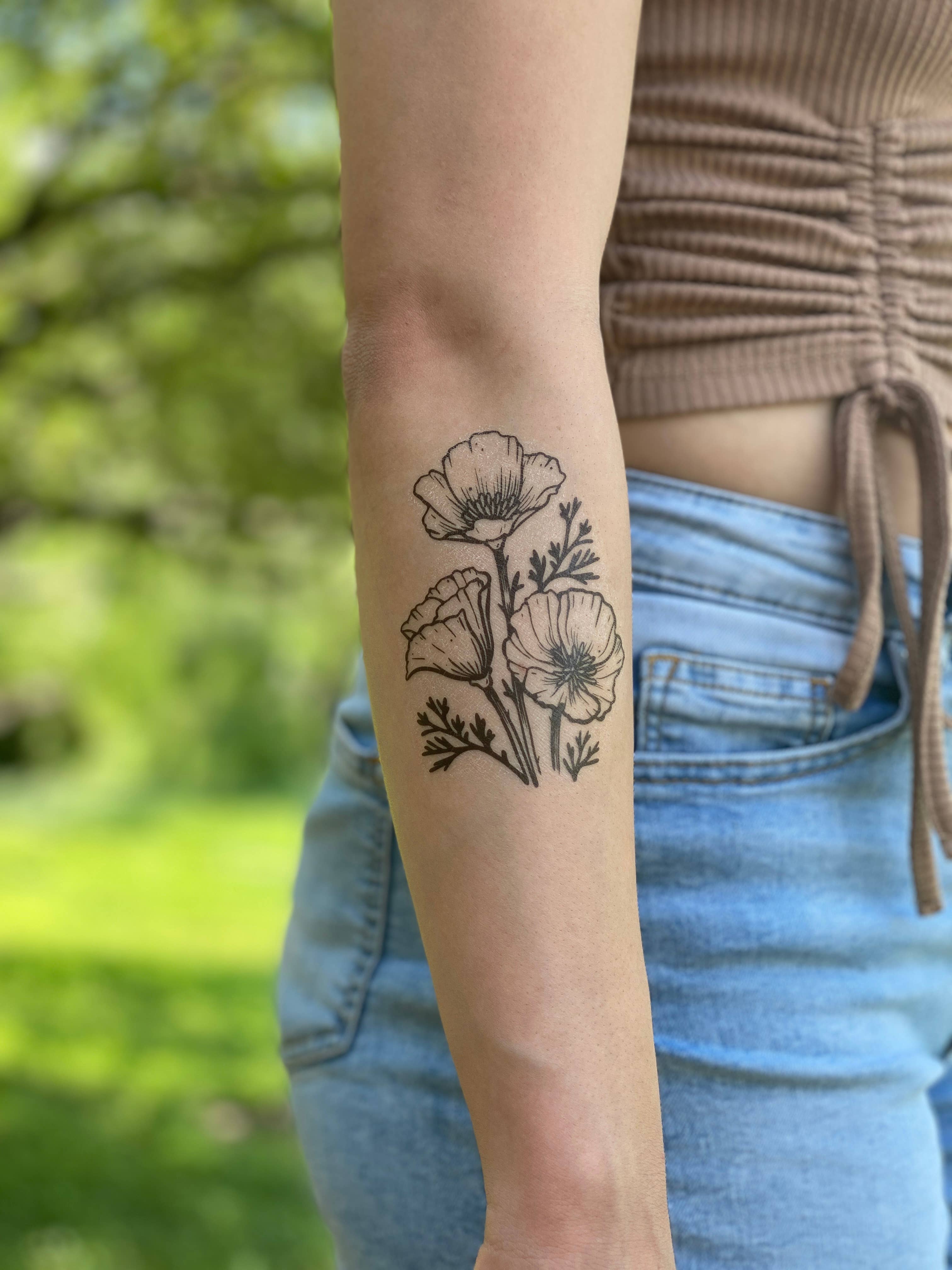 NatureTats - Golden Poppy Temporary Tattoo
