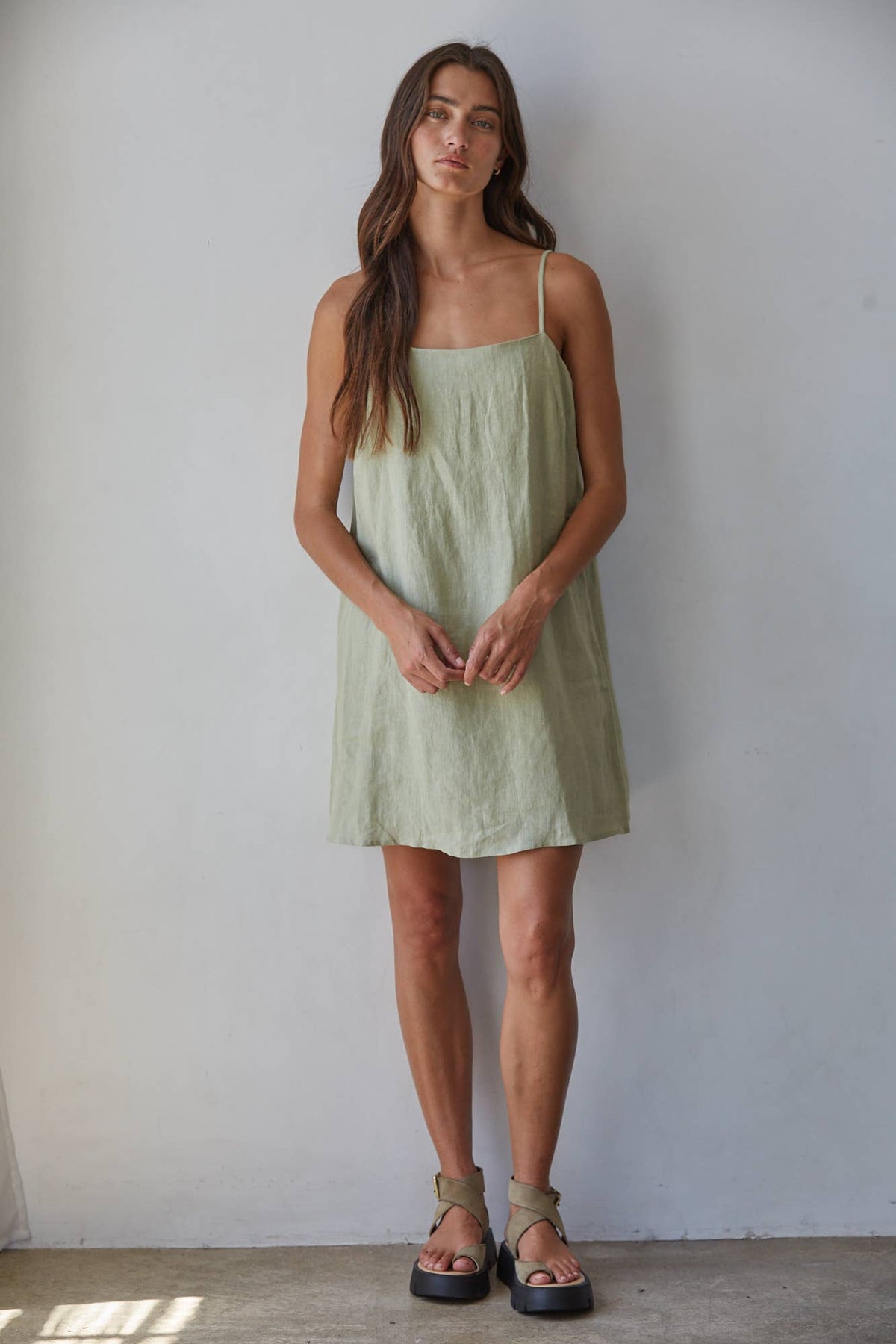 Woven Linen Mini Dress