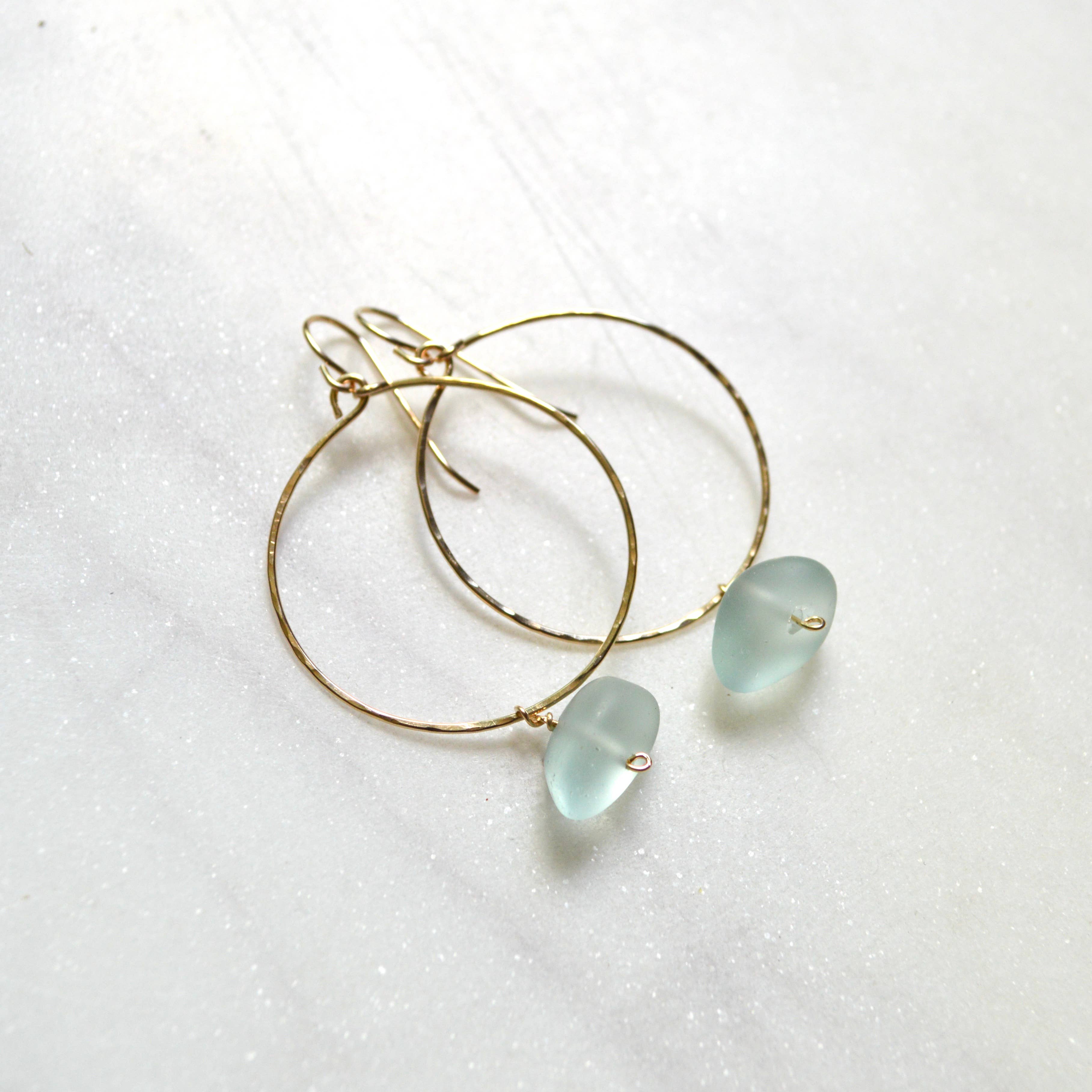 Sea Foam Glass Hoops