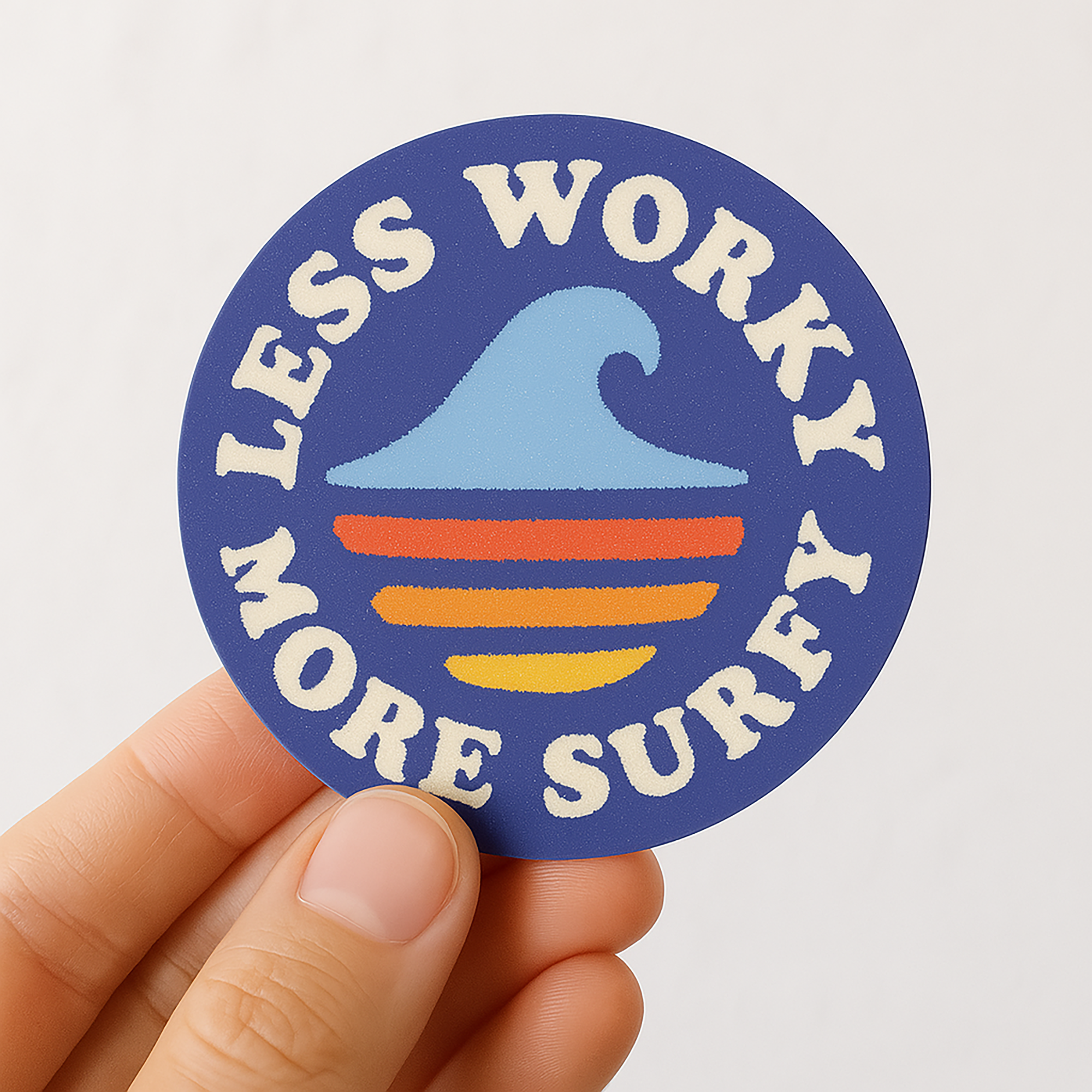 Retro Surf Waterproof Sticker 3" | Less Worky More Surfy